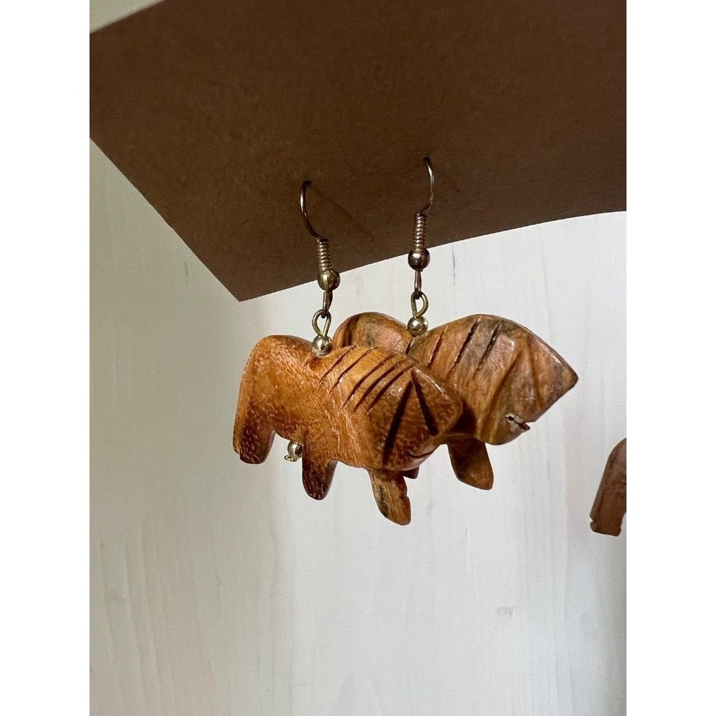 Vintage 2 Pair Vtg Safari Animal Lion Tiger Dangle Pierced Earrings Size ONE SIZE - 4 Thumbnail