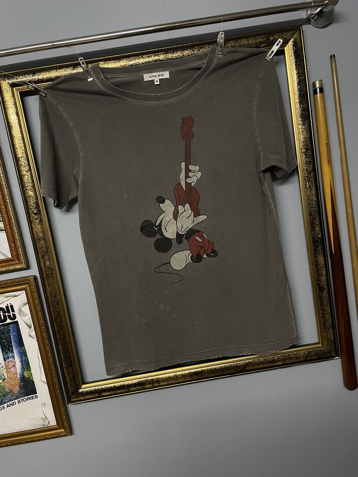 Designer × Japanese Brand × Vintage Vintage Japan Global Work Mickey Rockstar Distressed Tee Size US S / EU 44-46 / 1 - 2 Thumbnail
