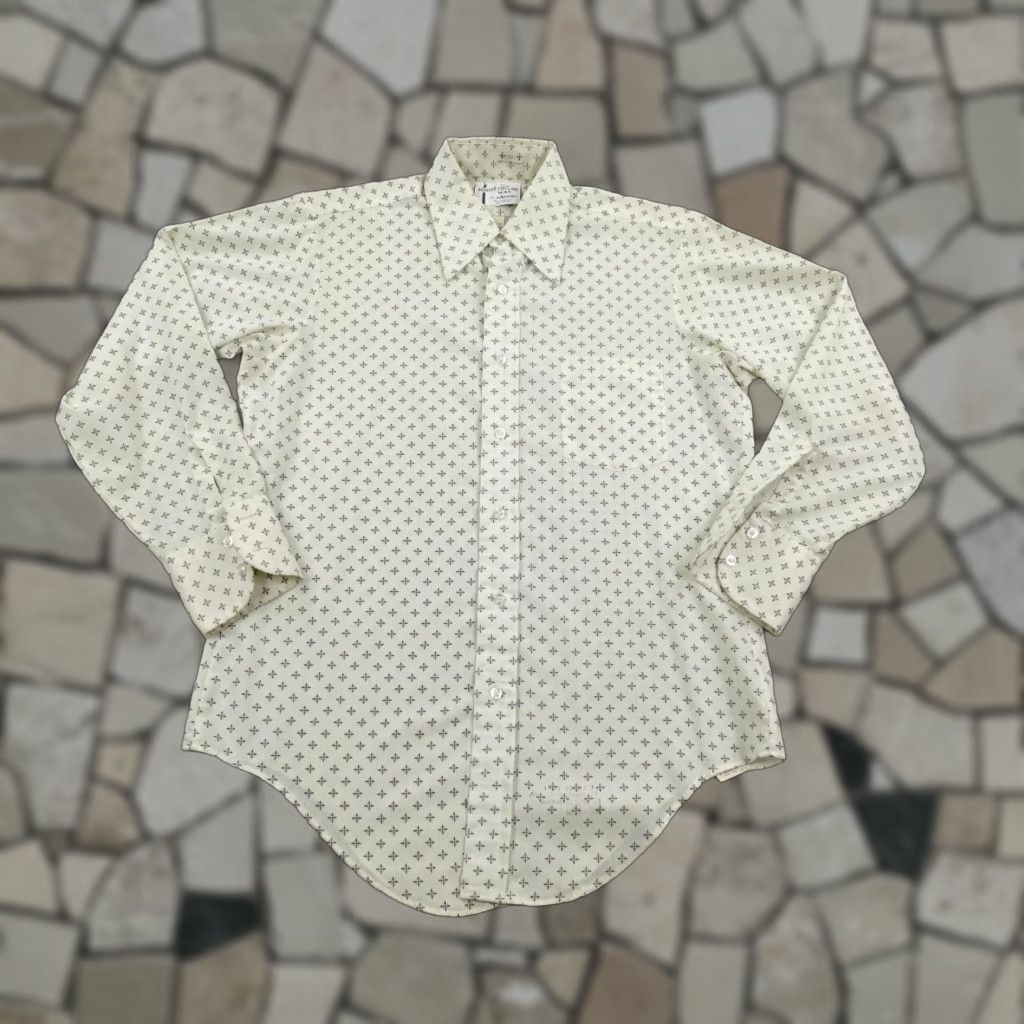 Arrow VINTAGE Arrow Shirt Mens Medium White Geometric Sanforized White Collar Man 70s Size US M / EU 48-50 / 2 - 1 Thumbnail