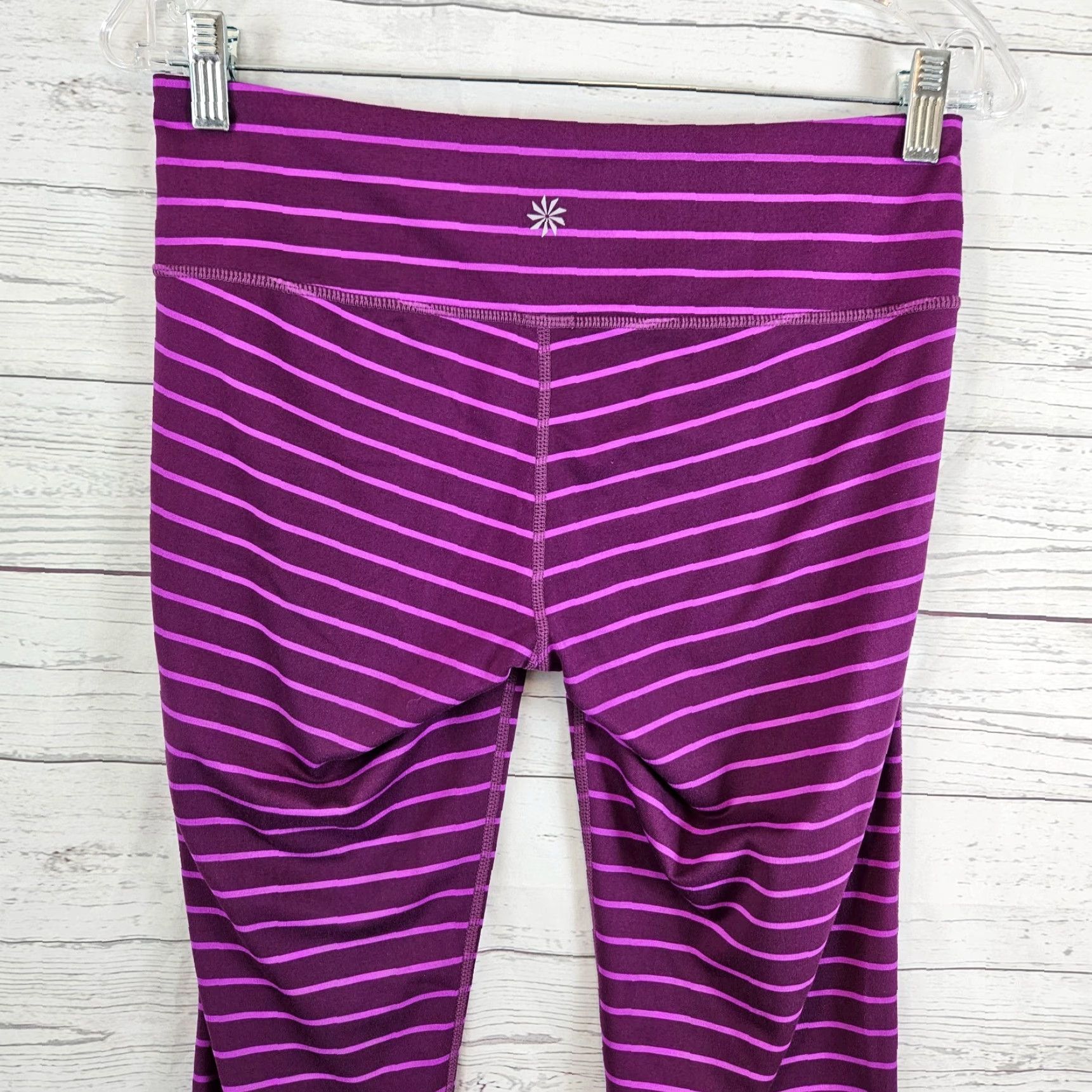 Athleta Athleta Womens Leggings Sz Medium Cropped Purple Striped Size 32" / US 10 / IT 46 - 4 Thumbnail
