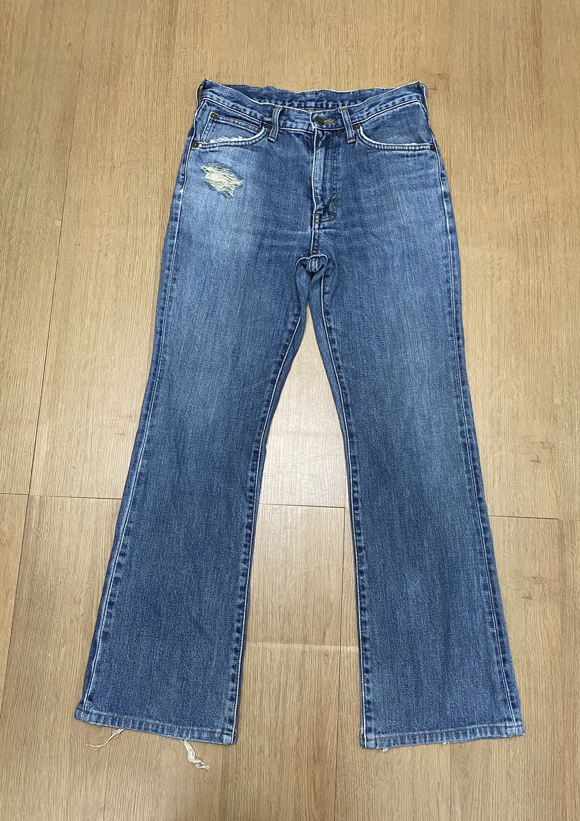 Image of Best Offervintage Wrangler Bootcut Distressed Denim Jeans in Blue, Men's (Size 30)