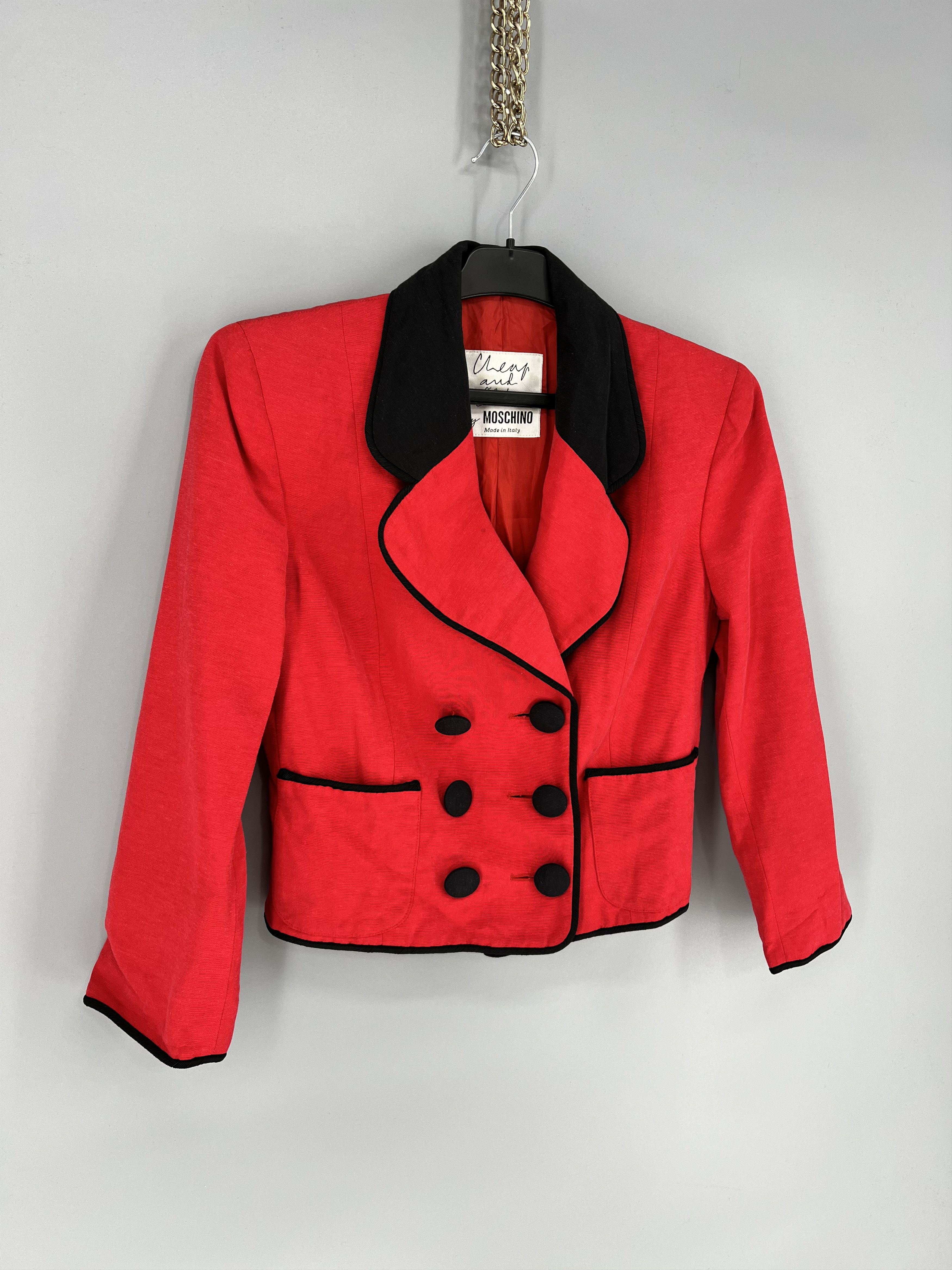 Moschino MOSCHINO Cheap and Chic 1990s Red Double Breast Crop Jacket Size M / US 6-8 / IT 42-44 - 2 Thumbnail
