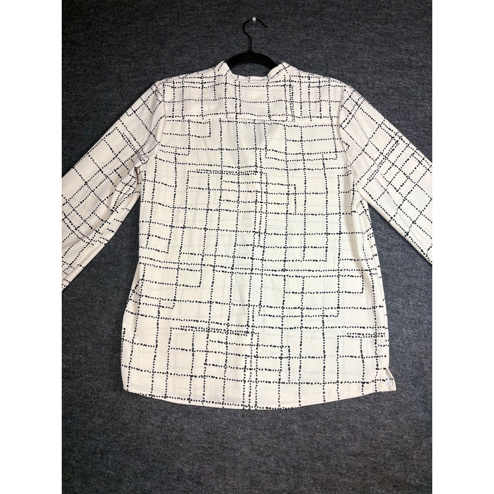 Other Prologue White Black Grid Blouse Long SleeveTop #0462 Size S / US 4 / IT 40 - 2 Thumbnail