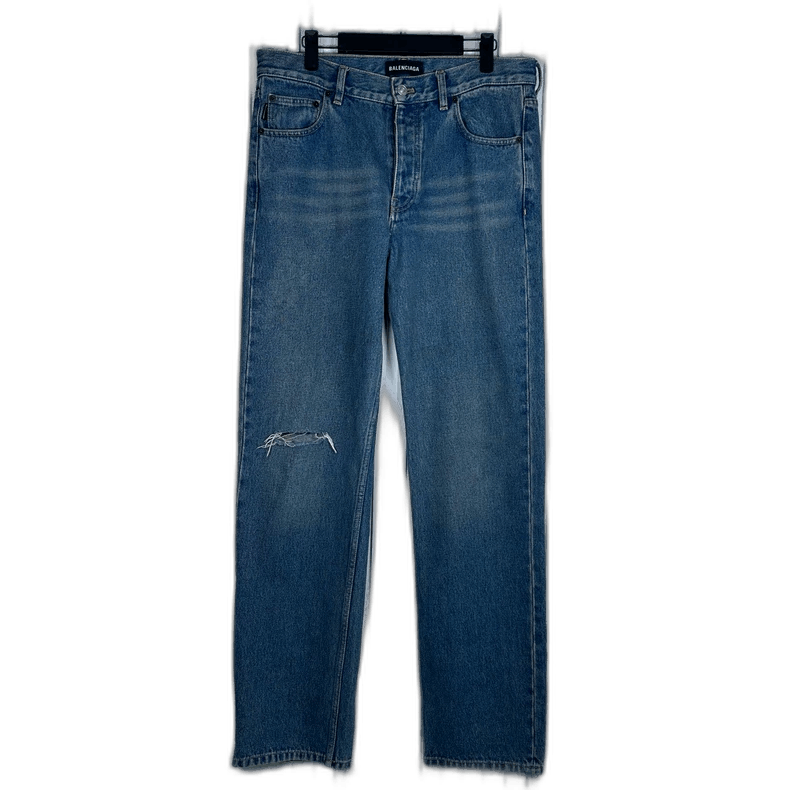 VIP【関税送料無料】希少 BALENCIAGA DARK BLUE DENIM JEANS Balenciaga Balenciaga Distressed Denim Jeans Black | Grailed
