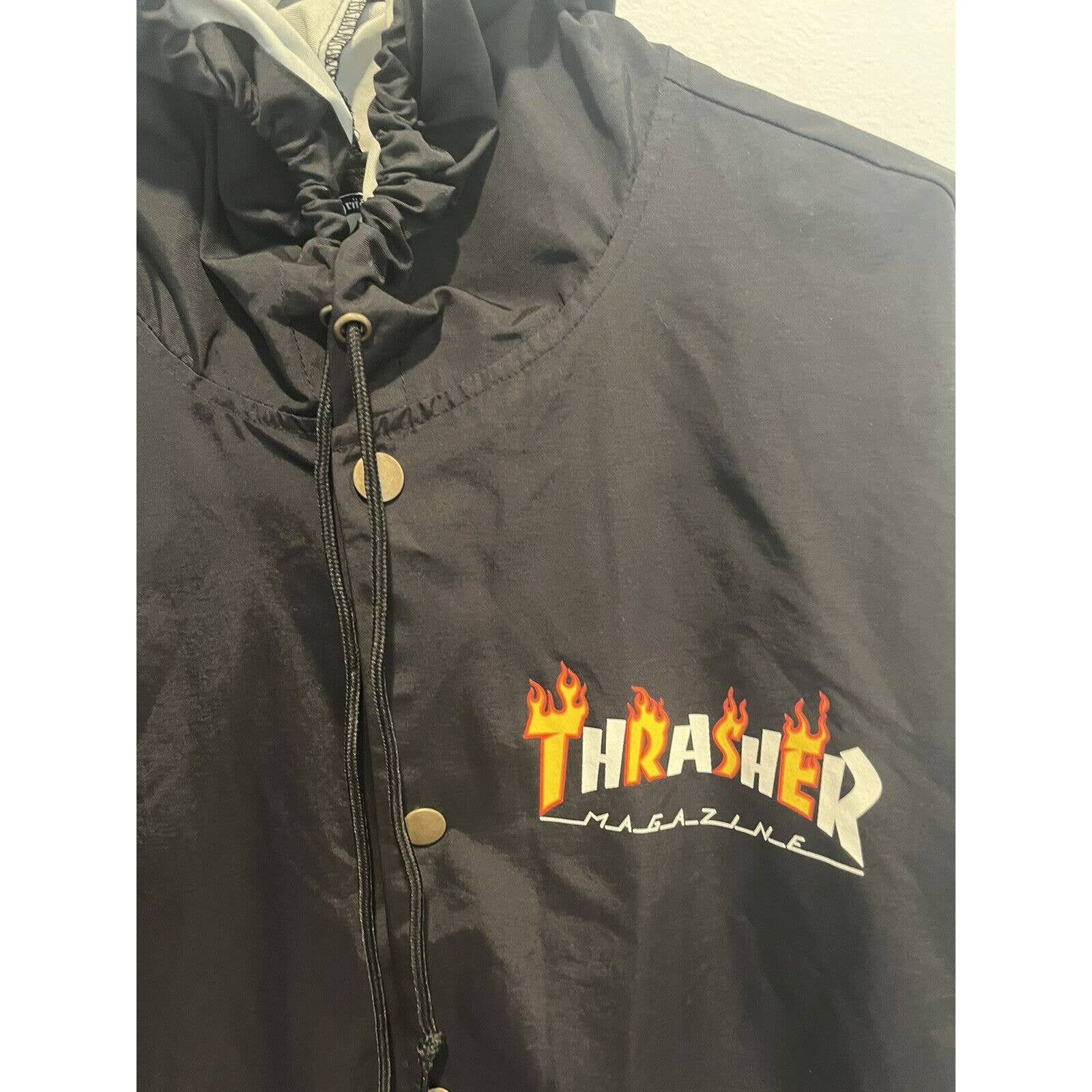 Thrasher Skate Nylon Snap Windbreaker Hoodie Jacket Medium