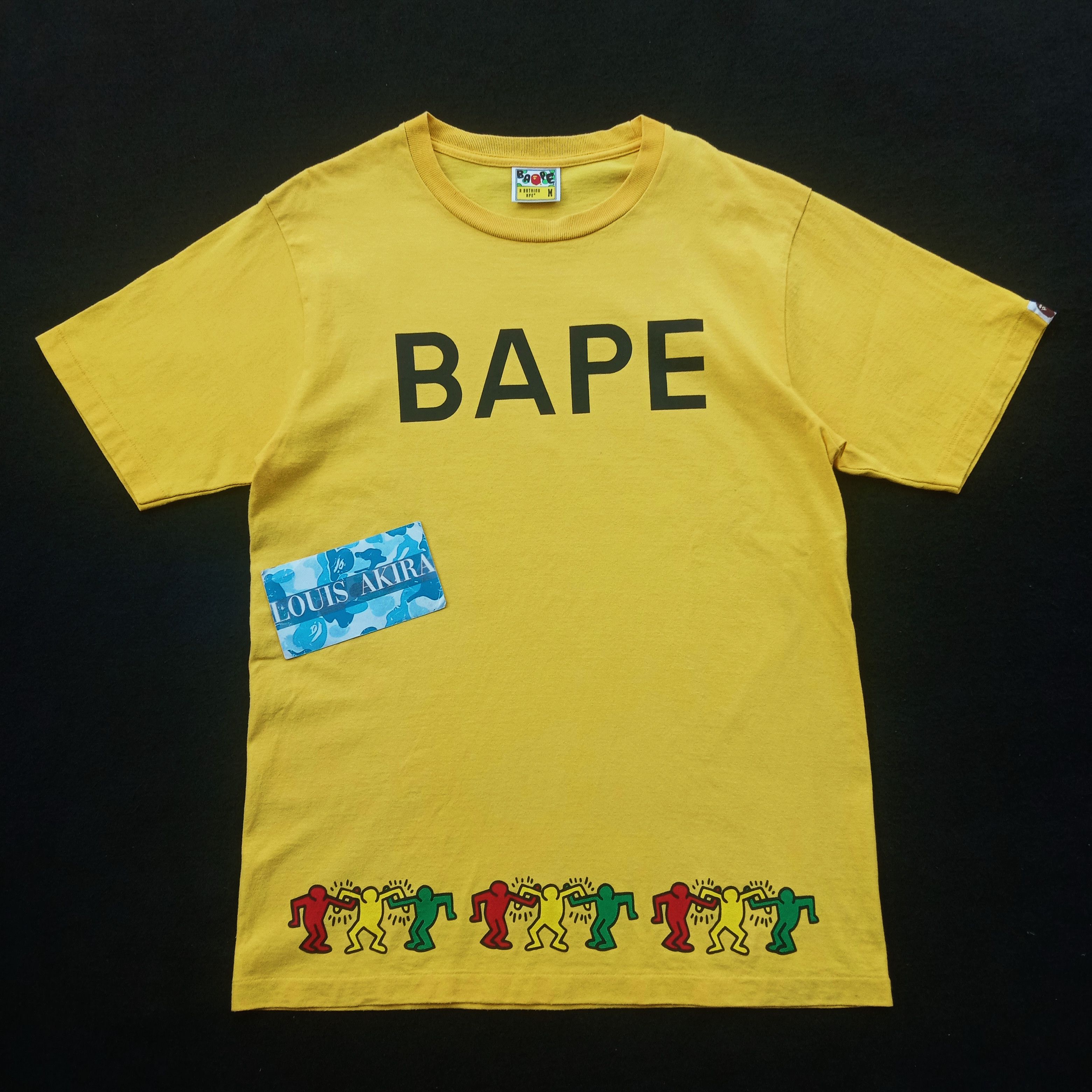 image of Bape X Keith Haring Tee (2018) in Yellow, Men's (Size Medium)