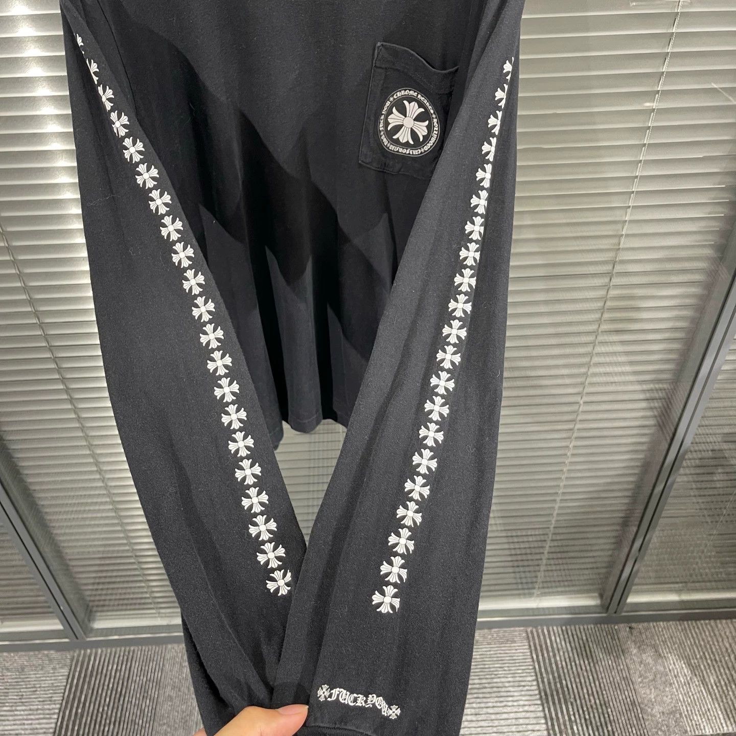 Chrome Hearts Chrome Hearts Black LS Tee Cross Floral String Logo Circ Size US L / EU 52-54 / 3 - 5 Thumbnail