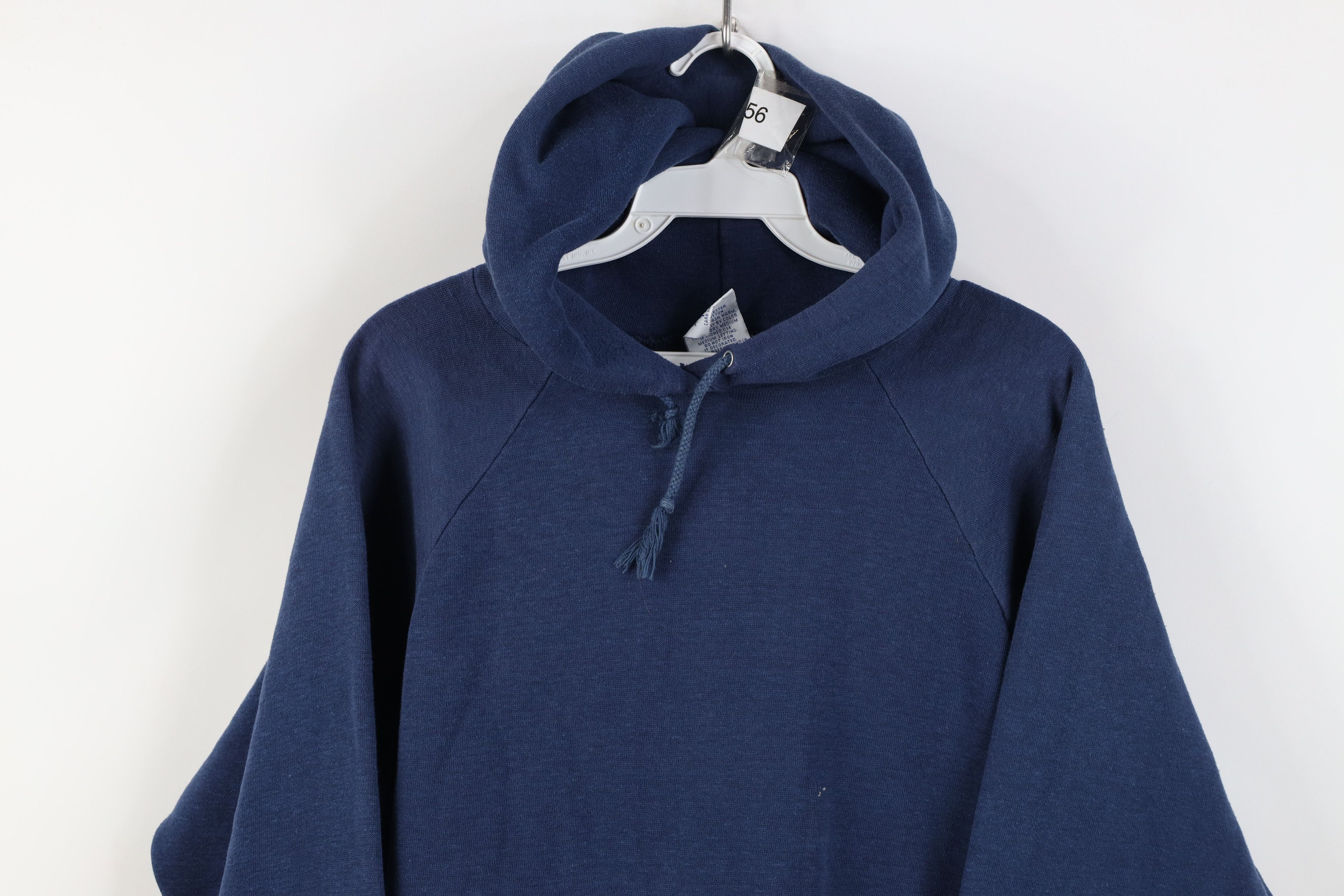 Vintage Vintage 70s Streetwear Blank Hoodie Sweatshirt Blue USA Size US XL / EU 56 / 4 - 2 Thumbnail