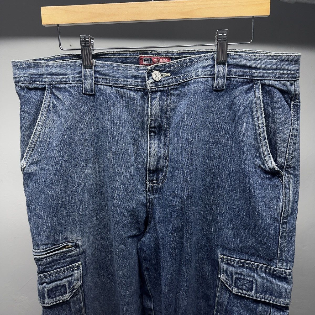 Vintage 90s Y2K Baggy Wide Leg Denim Cargo Jeans Skater Jnco Grunge Size US 36 / EU 52 - 4 Thumbnail