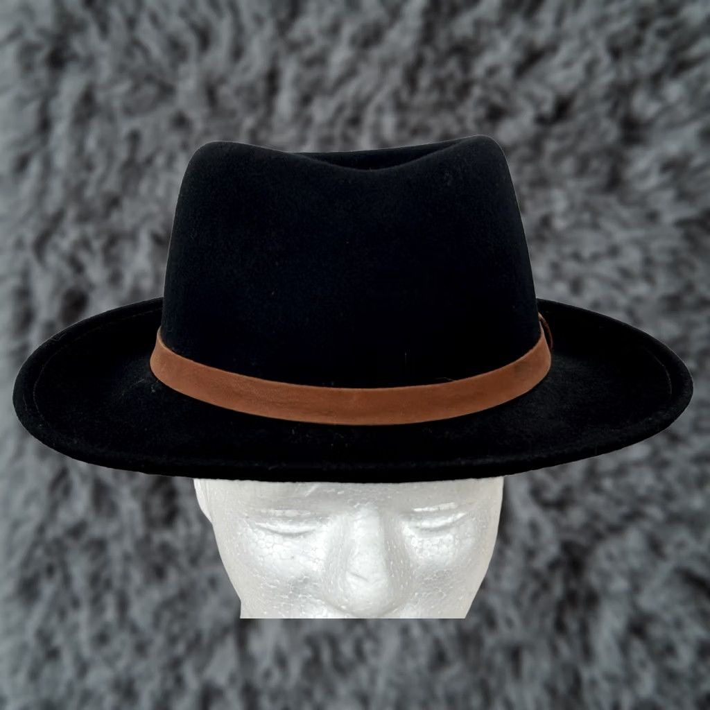 FELT Vtg A Adams & Spire Wool Felt Hat Mens Medium Black Fedora Classic Size ONE SIZE - 1 Thumbnail