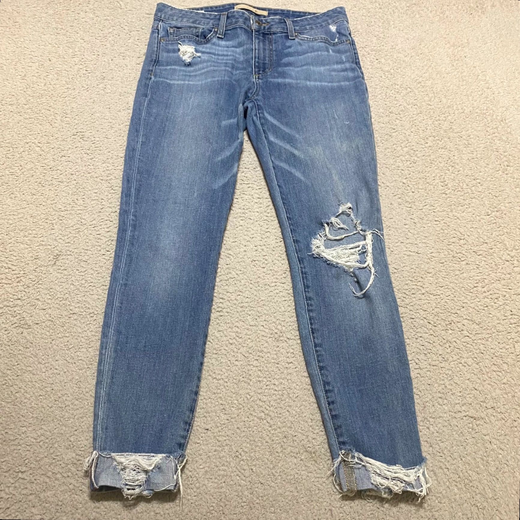 Vintage Joe's Jeans Womens Jeans 29 Blue Denim Mid Rise Skinny Medium Wash Distressed Size 29" - 2 Thumbnail