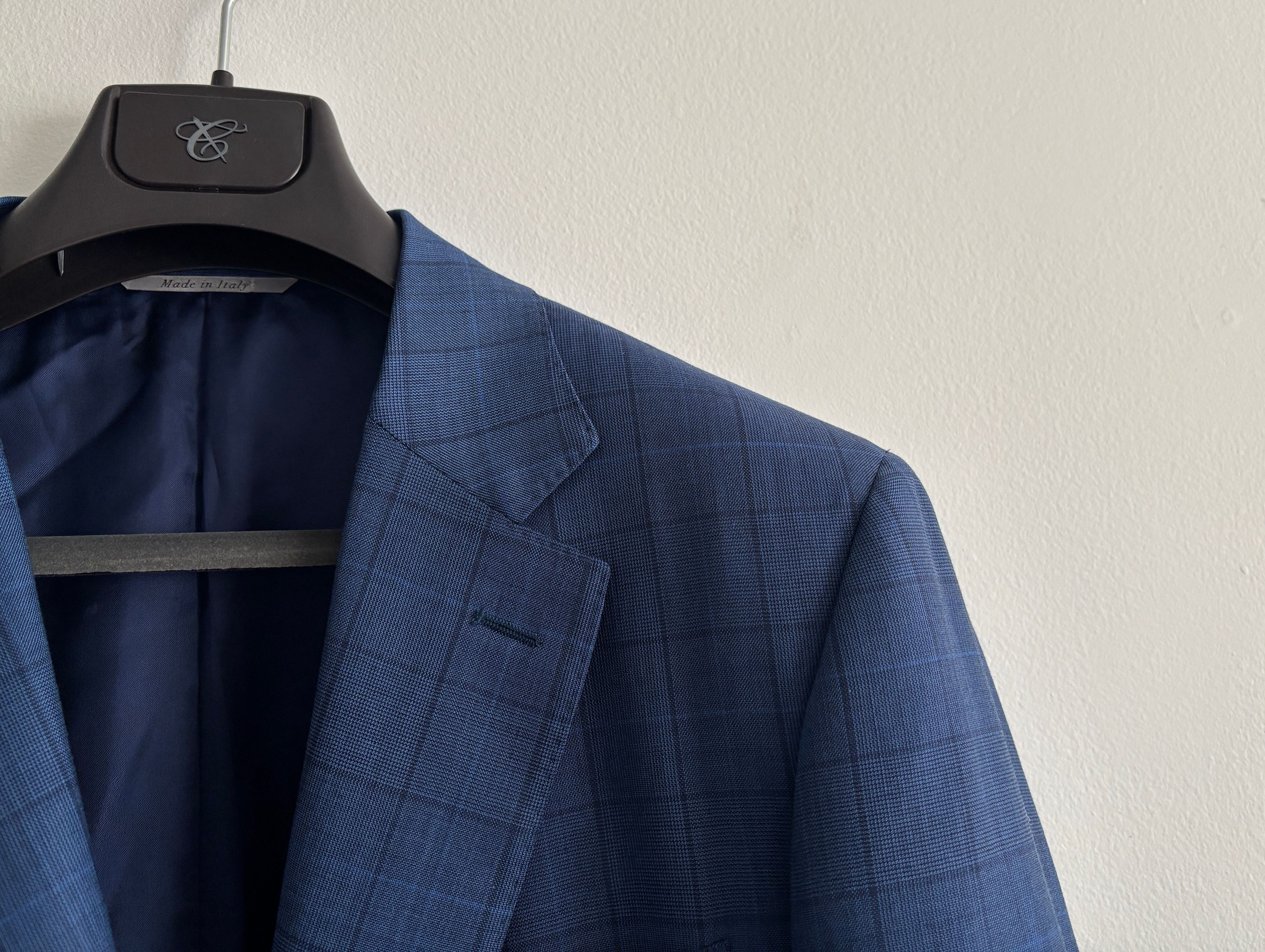 Canali $2100 Windowpane Check Blue Suit - Size 46. Pants 36-37 Size 46R - 9 Thumbnail
