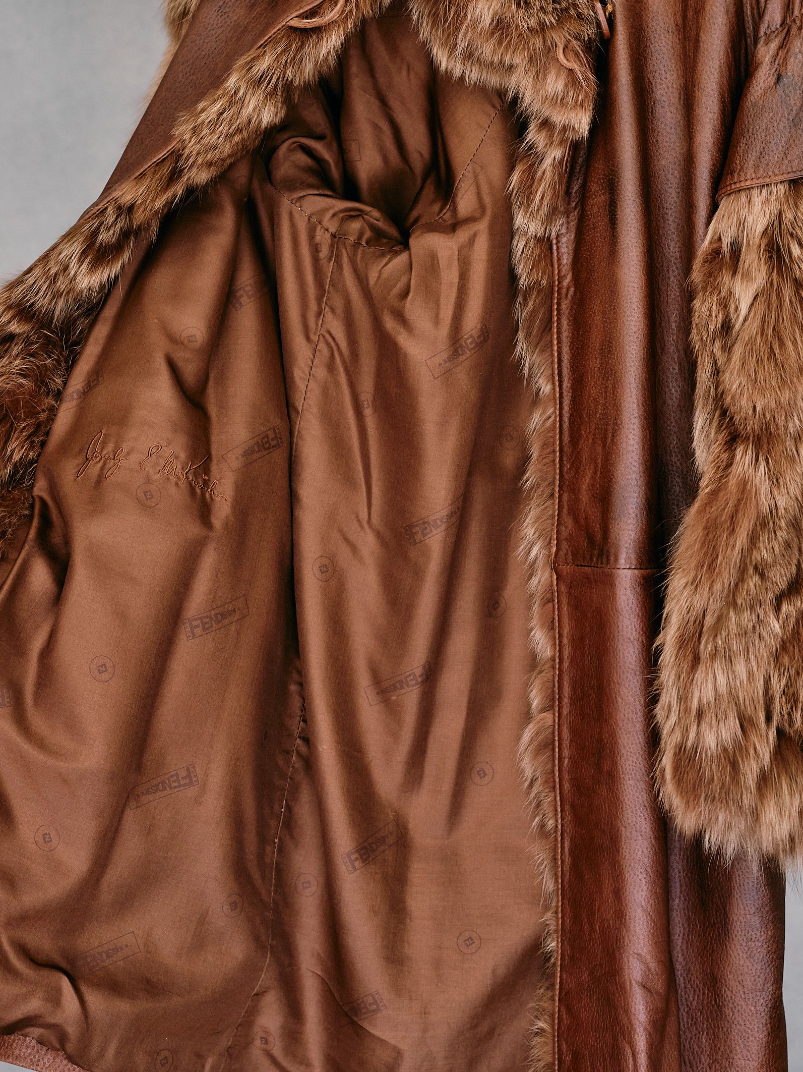 Fendi Fendi leather & fox fur coat 1984 Size L / US 10 / IT 46 - 4 Thumbnail