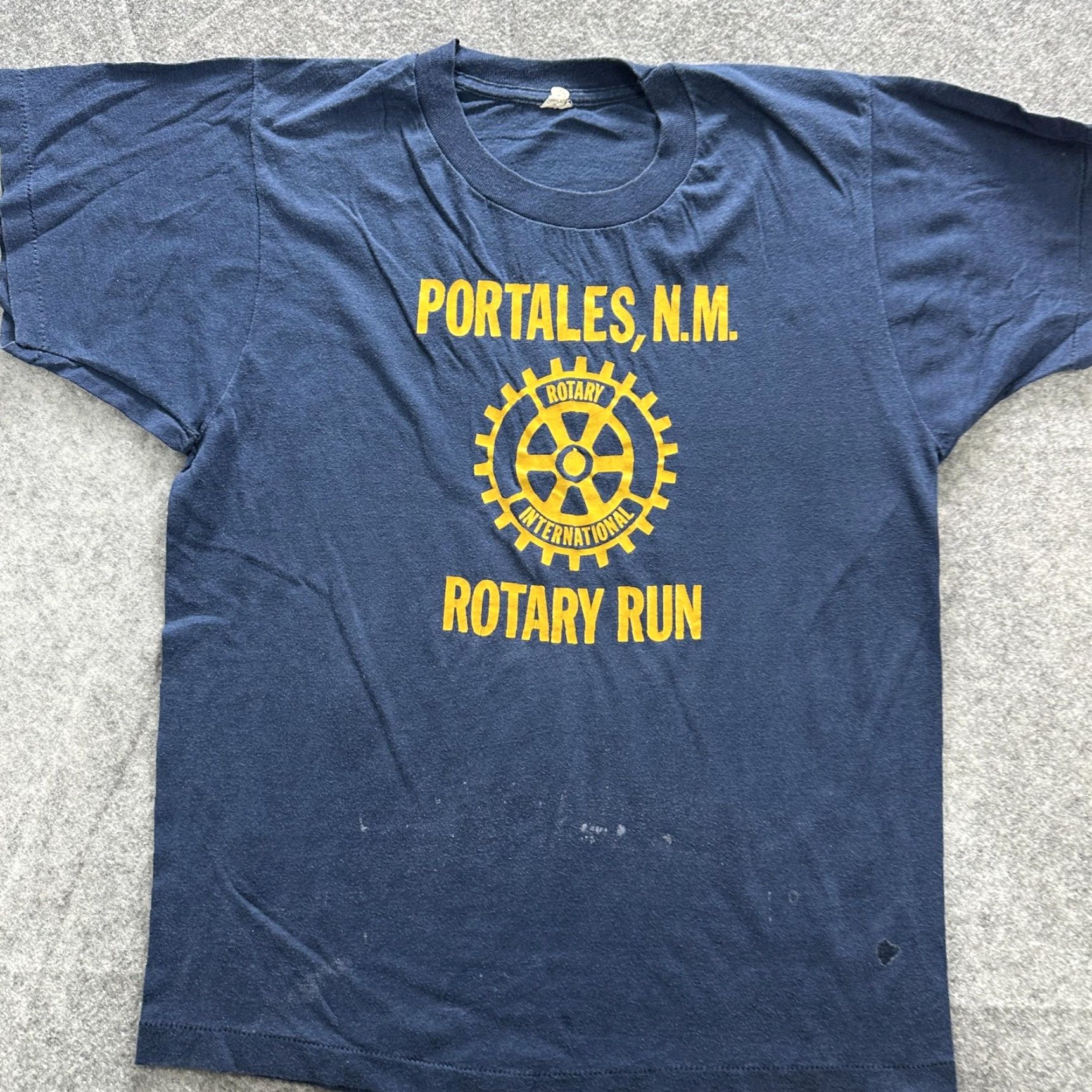 Vintage VINTAGE Rotary Run Portales NM Shirt Mens Small Navy Blue Single Stitch 80s Size US L / EU 52-54 / 3 - 3 Thumbnail