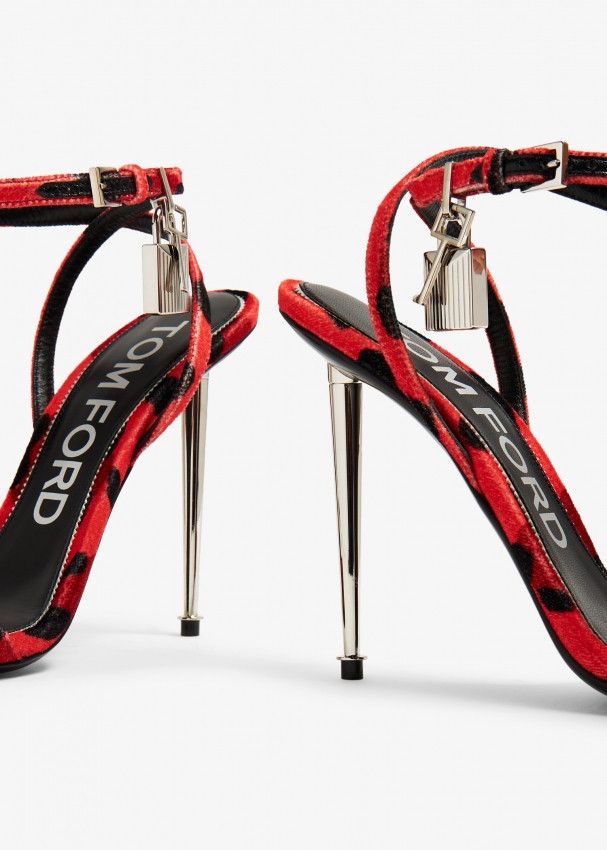 Tom Ford o1w1db11224 W2272 Padlock Naked Sandals in Red Black Size US 7.5 / IT 37.5 - 2 Thumbnail