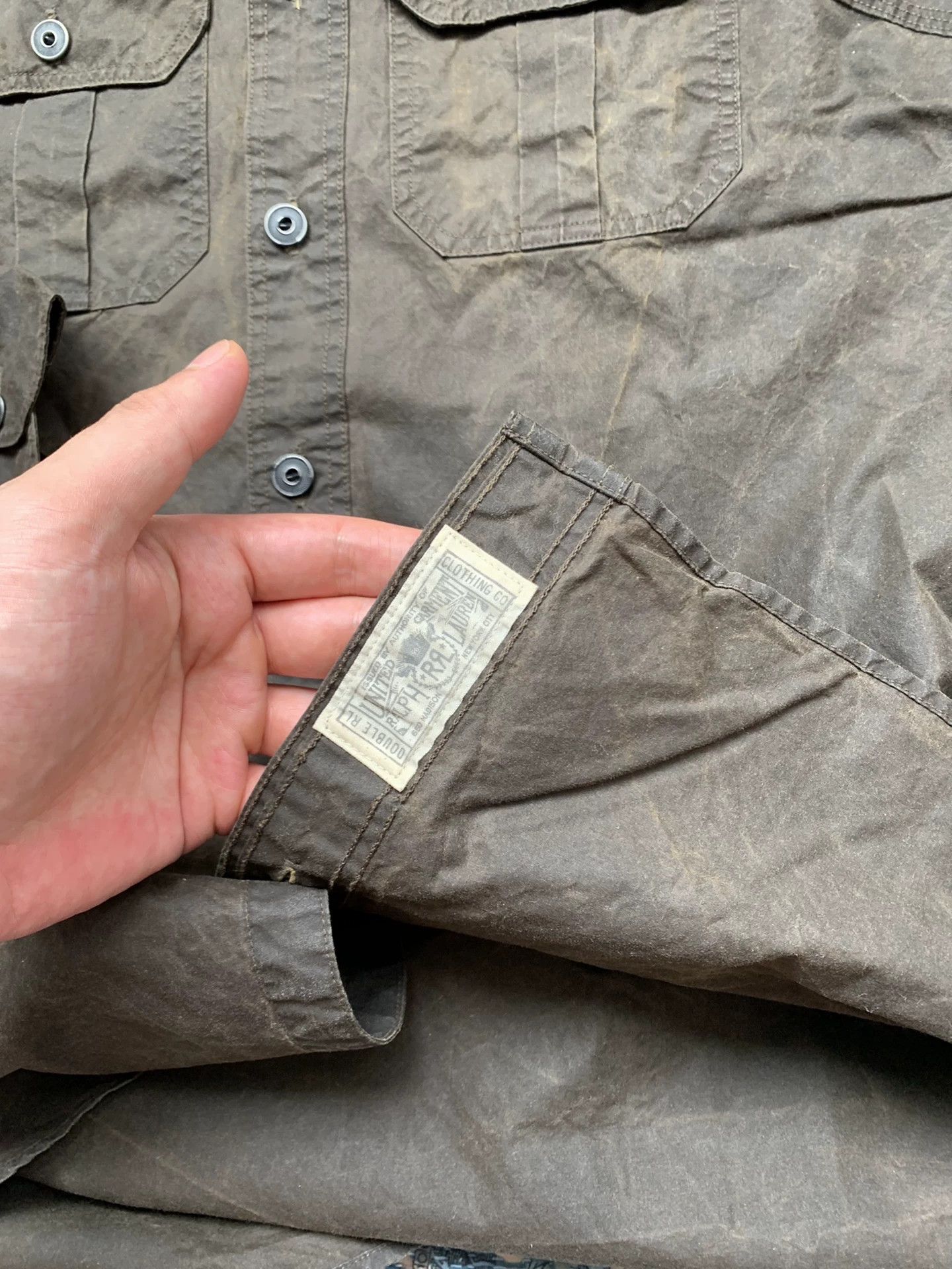RRL Ralph Lauren RRL Oil Wax Washed Distressed Cotton Shirt S Armpit Vents Size US S / EU 44-46 / 1 - 6 Thumbnail