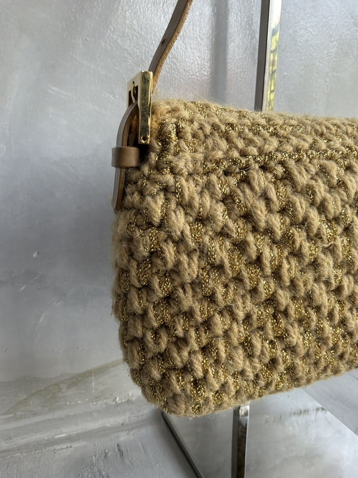 Fendi Fendi - Knit Woven Crochette Ponyhair Baguette Bag Size ONE SIZE - 15 Thumbnail