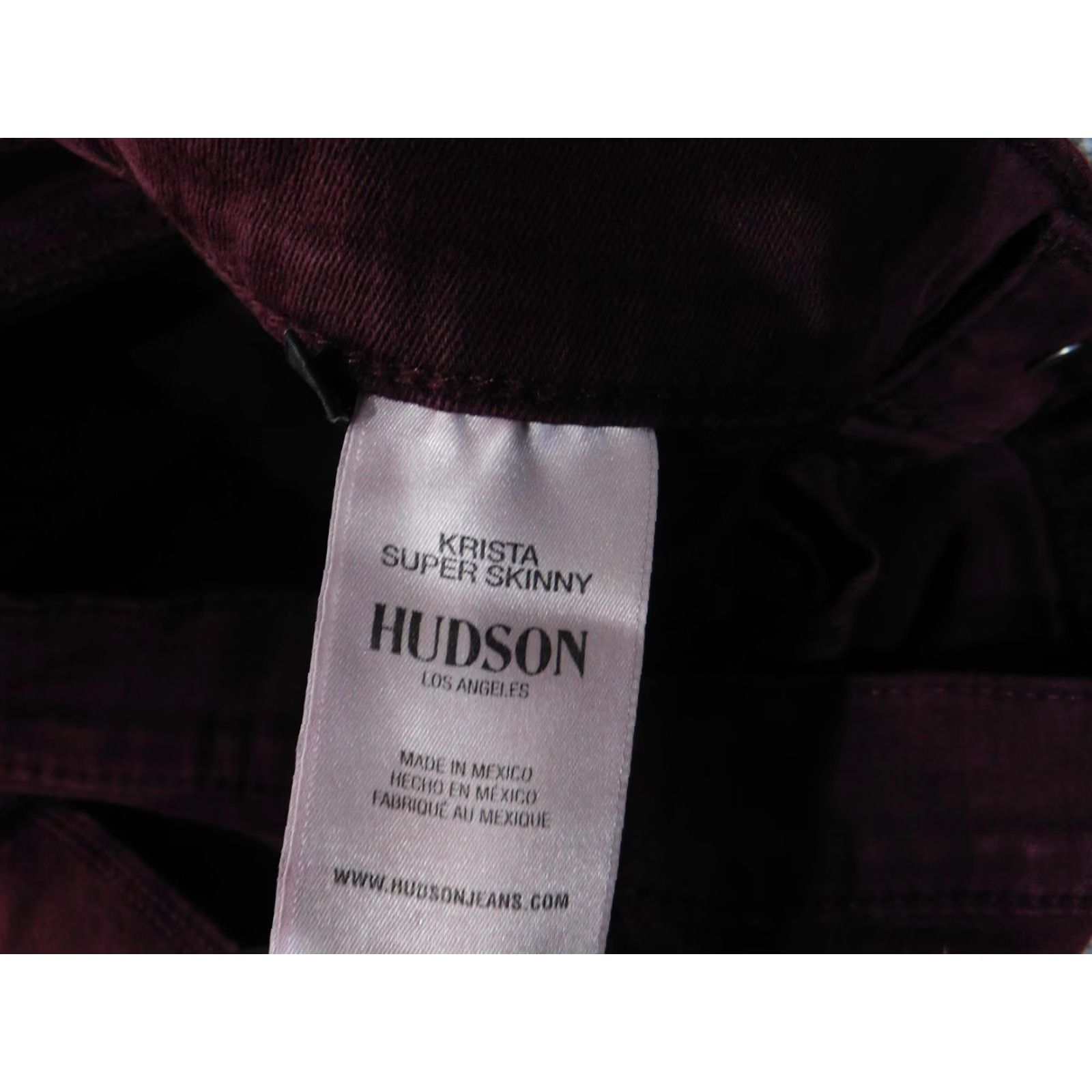 Hudson Hudson Krista Super Skinny Jeans Womens 28 Burgundy Stretch Corduroy Pants L34 Size 28" / US 6 / IT 42 - 5 Thumbnail
