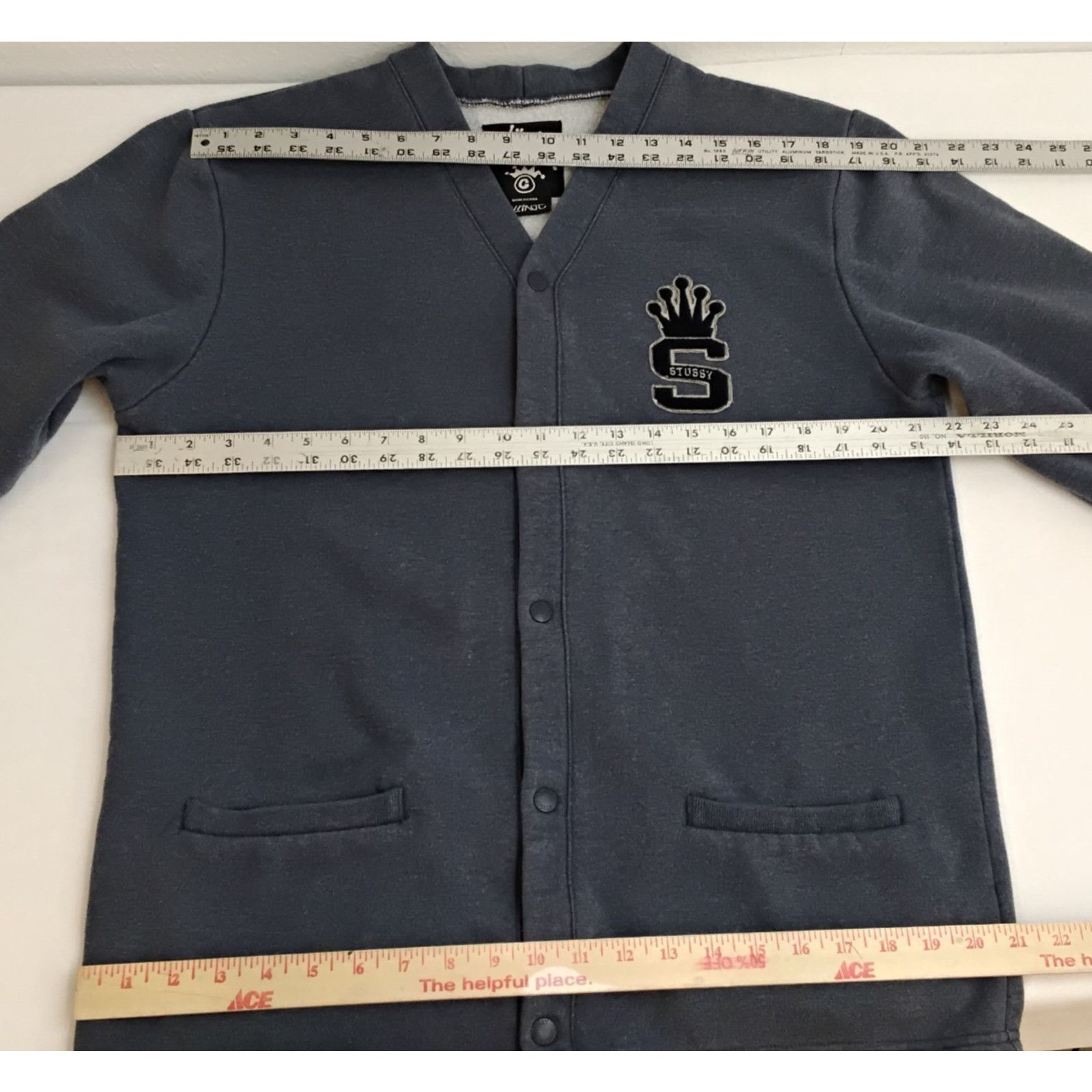 Stussy Stussy Varsity Jacket Men's XL Blue Terry Lining Minor Stain Size US XL / EU 56 / 4 - 15 Thumbnail