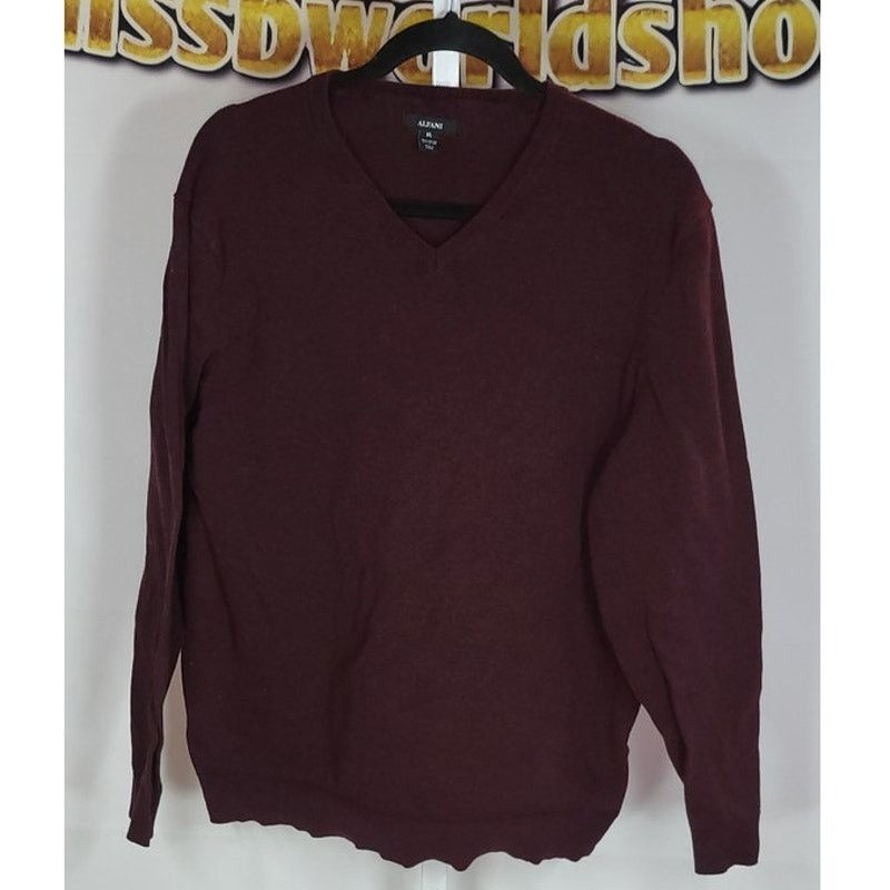 Alfani Men Alfani Wine Red Long Sleeve V Neck Sweater Size XL Size US XL / EU 56 / 4 - 2 Thumbnail