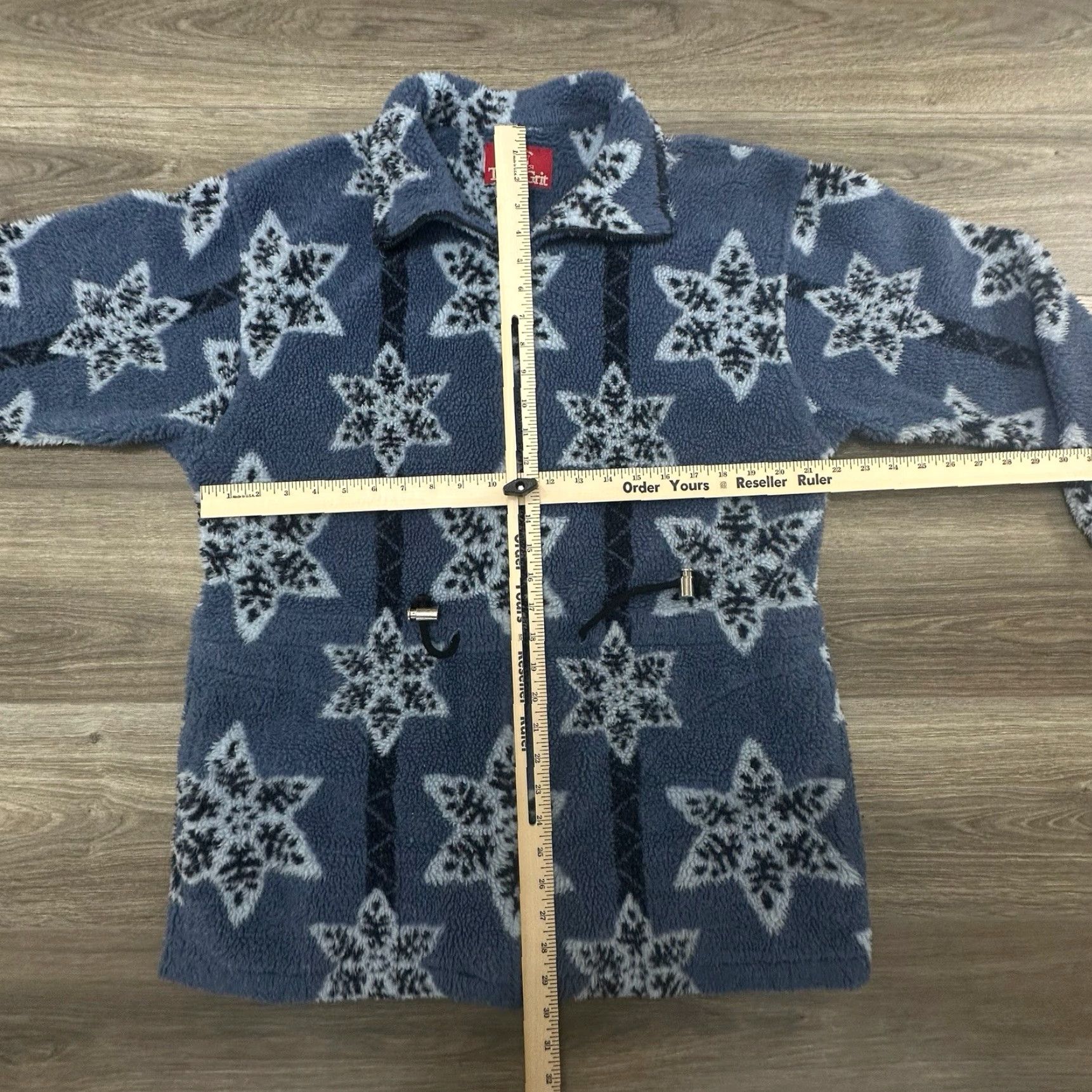 Vintage VINTAGE True Grit Fleece Jacket Womens Large Blue 90s Southwestern Aztec Full Zip Long Sleeve Collared Casual Outerwear Jacket Size L / US 10 / IT 46 - 4 Thumbnail