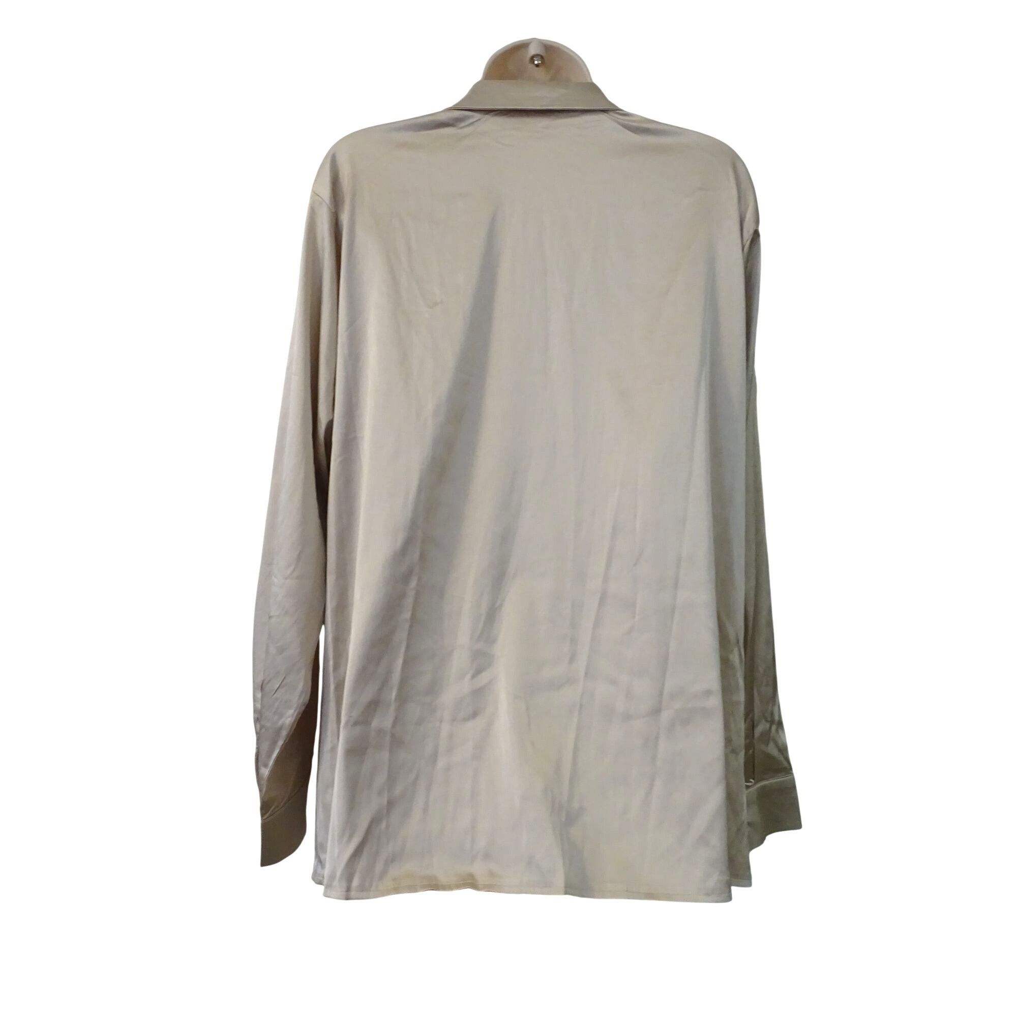 Shein Shein Women Tan Satin Button Up Long Sleeve Blouse Shirt 2XL Size XXL / US 16-18 / IT 52-54 - 3 Thumbnail