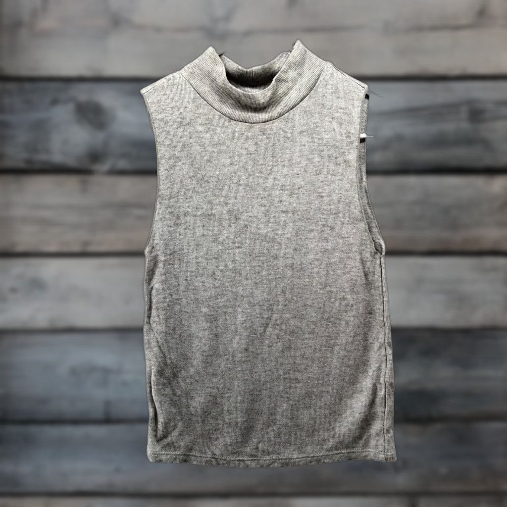 Zara Zara Wool Blend Sleeveless Top Womens S Gray Mock Neck Lightweight Knit Shirt Size S / US 4 / IT 40 - 1 Thumbnail