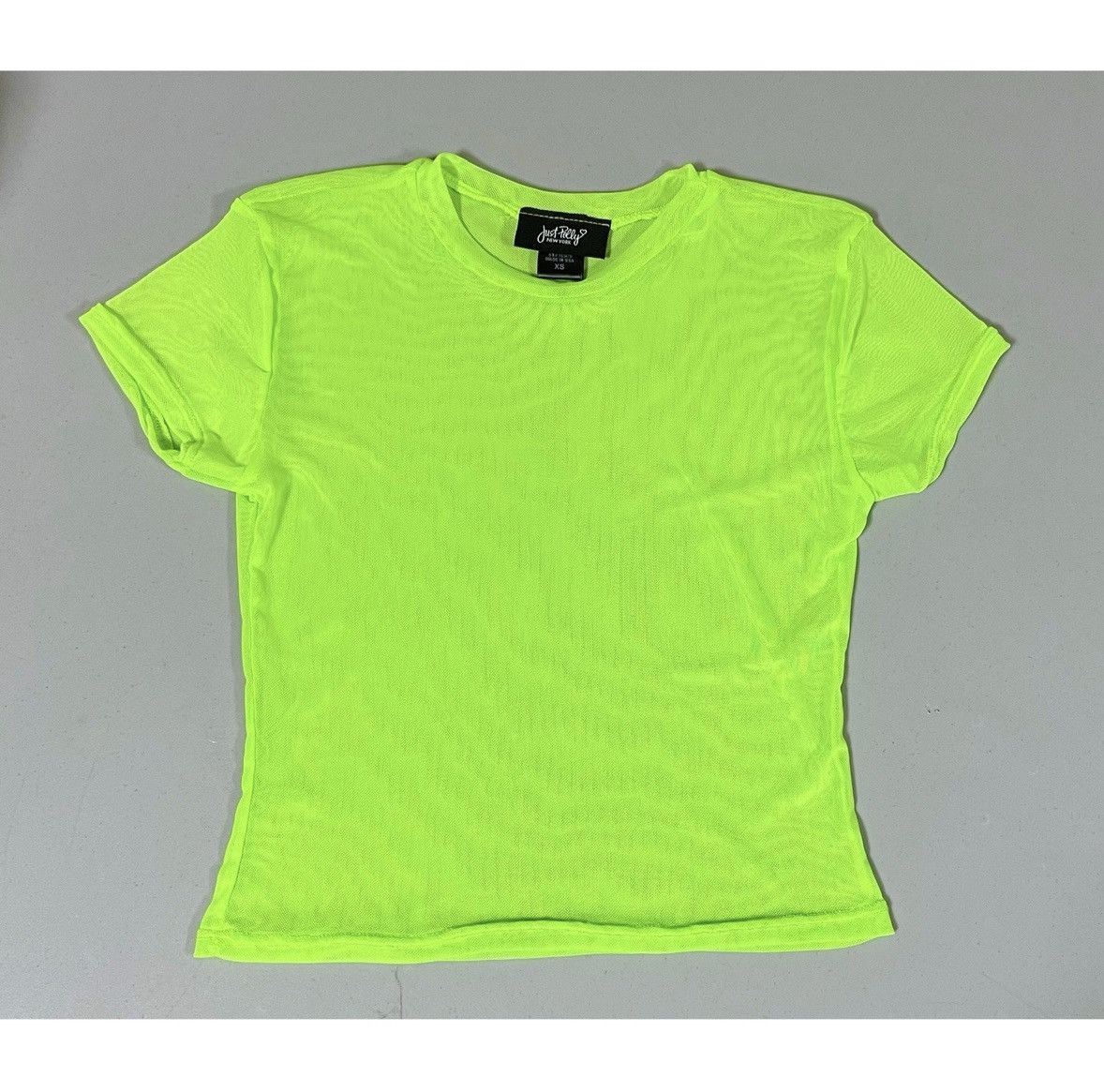 PRINCESS POLLY Just Polly Lime Green Neon Mesh Tee T-Shirt Crop Top XS 💚 Size XS / US 0-2 / IT 36-38 - 1 Thumbnail