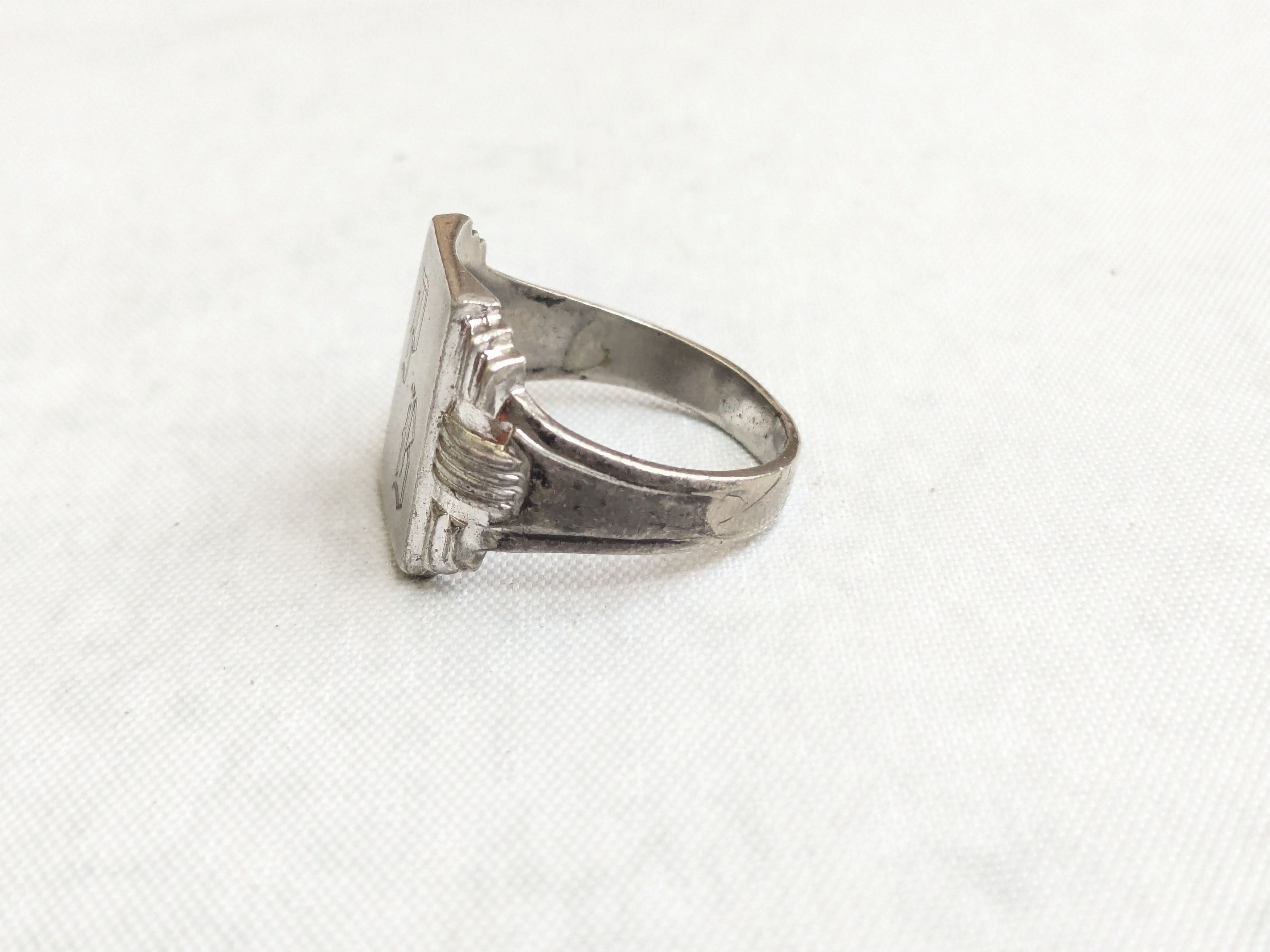 Jewelry Vintage Sterling Silver Signet Ring 11.25 Rectangle Monogram Size ONE SIZE - 2 Thumbnail