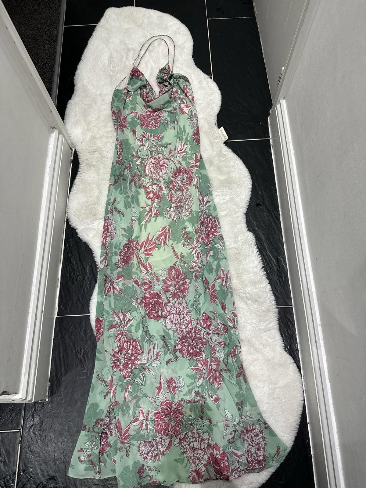 Zara ZARA Green Floral Maxi dress Size L / US 10 / IT 46 - 8 Thumbnail