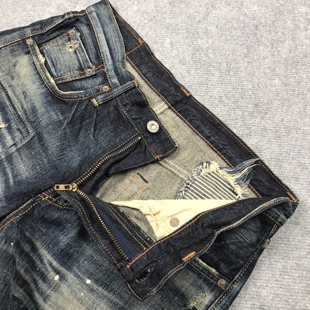 If Six Was Nine × Le Grande Bleu (L.G.B.) RIPPED DISTRESSED PATCHWORK EDWIN JAPANESE DENIM PANTS Size US 30 / EU 46 - 21 Thumbnail