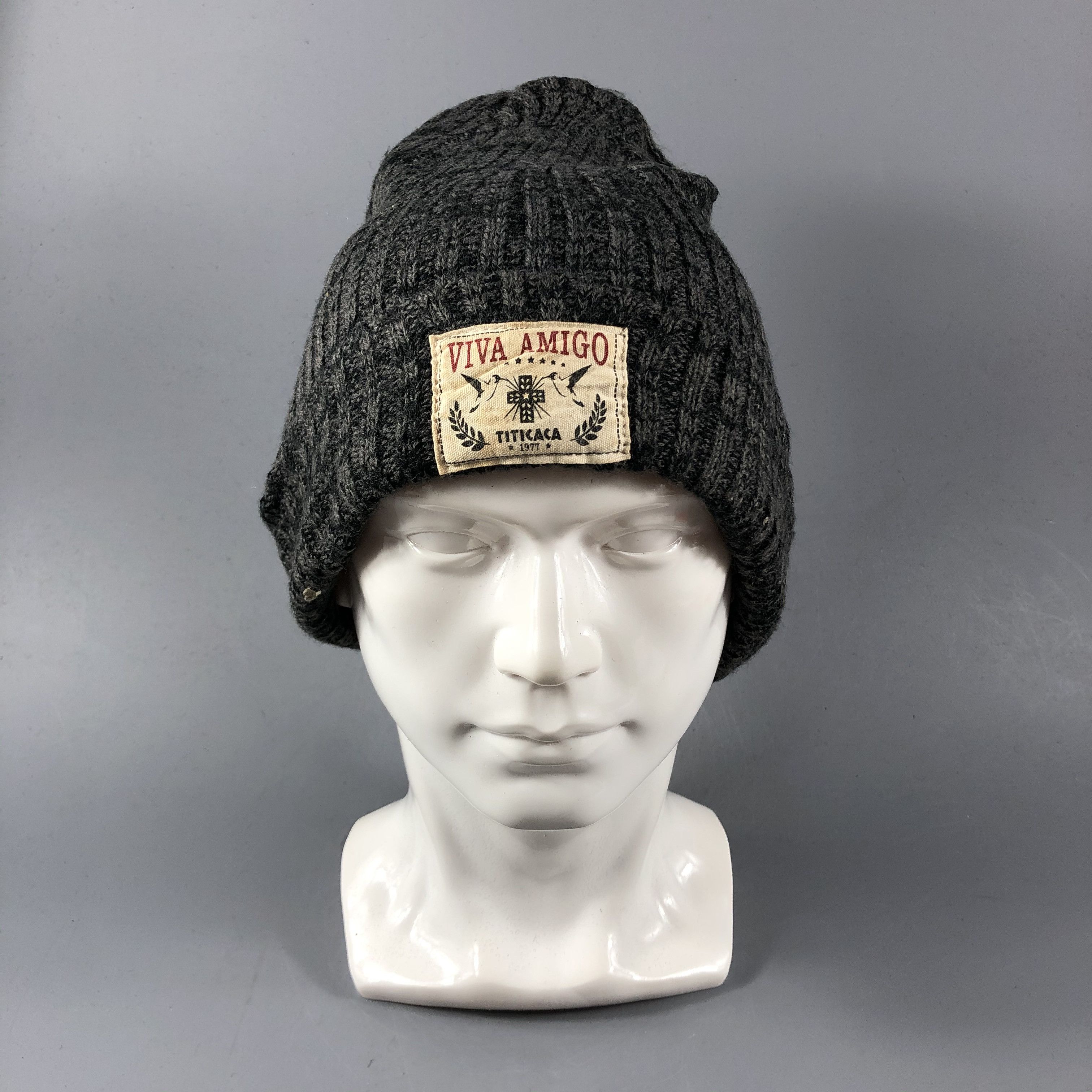 image of Archival Clothing x Vintage Titicaca Viva Amigos Knit Beanie Snowcap Snow Hat B737, Men's