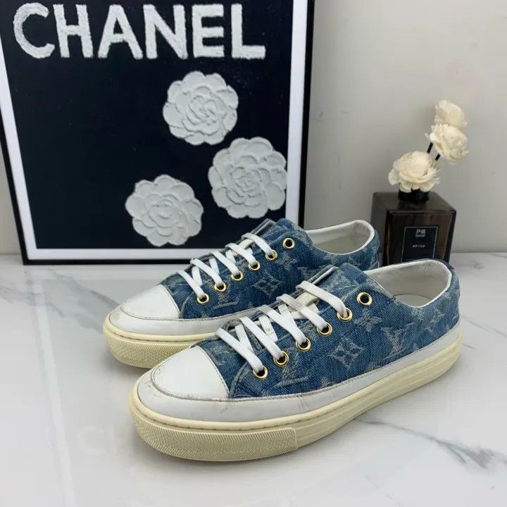 Louis Vuitton Louis Vuitton Stylish Denim Low-top Sneakers 0079 Size US 5 / IT 35 - 1 Thumbnail