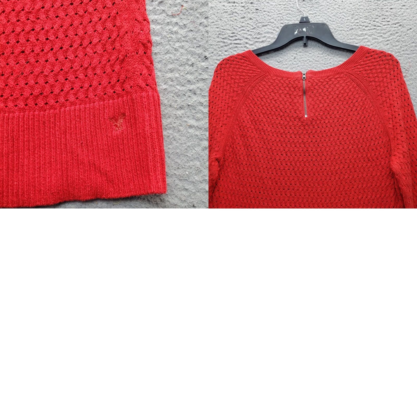 American Eagle Outfitters American Eagle Outfitters Sweater Womens M Red Open Weave Round Neck Back Zip Shirt Womens Size M Red Knit Pullover Casual Size M / US 6-8 / IT 42-44 - 8 Thumbnail