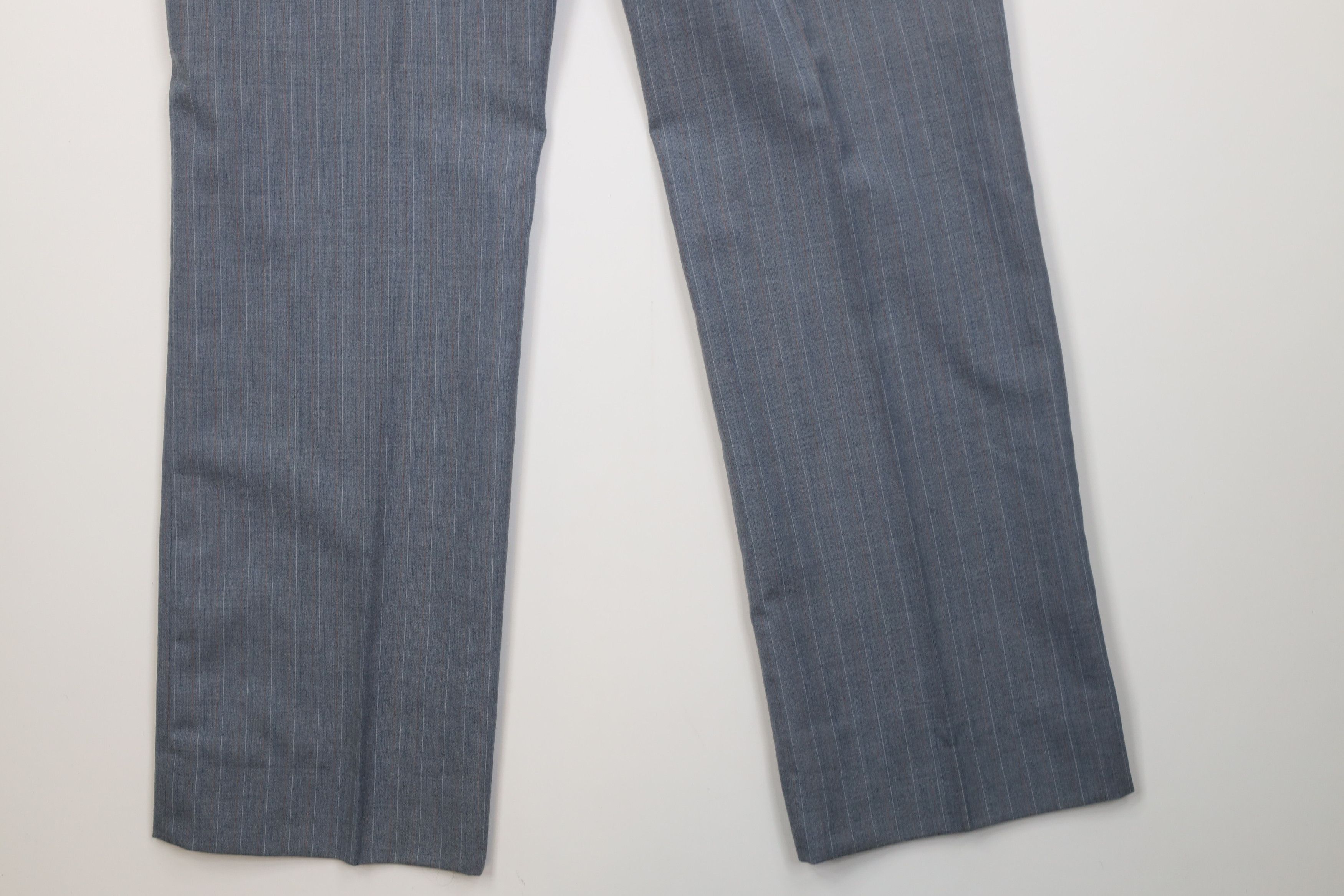 Vintage Vintage 70s 2 Piece Wool Suit Wedding Blue Striped Size 44L - 22 Thumbnail
