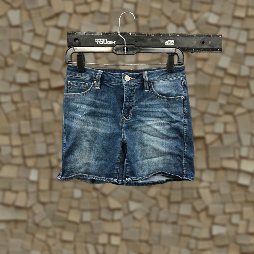 Denime Dear John Bermuda Shorts Juniors Size 25 Mid Rise Dark Wash Blue Denim Jean Size 42" / US 20 - 1 Thumbnail