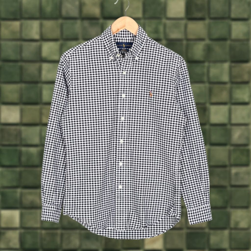 Ralph Lauren RALPH LAUREN Stretch Oxford Shirt Men S Slim Fit Long Sleeve Black / White Check VR3636 Size US S / EU 44-46 / 1 - 1 Thumbnail