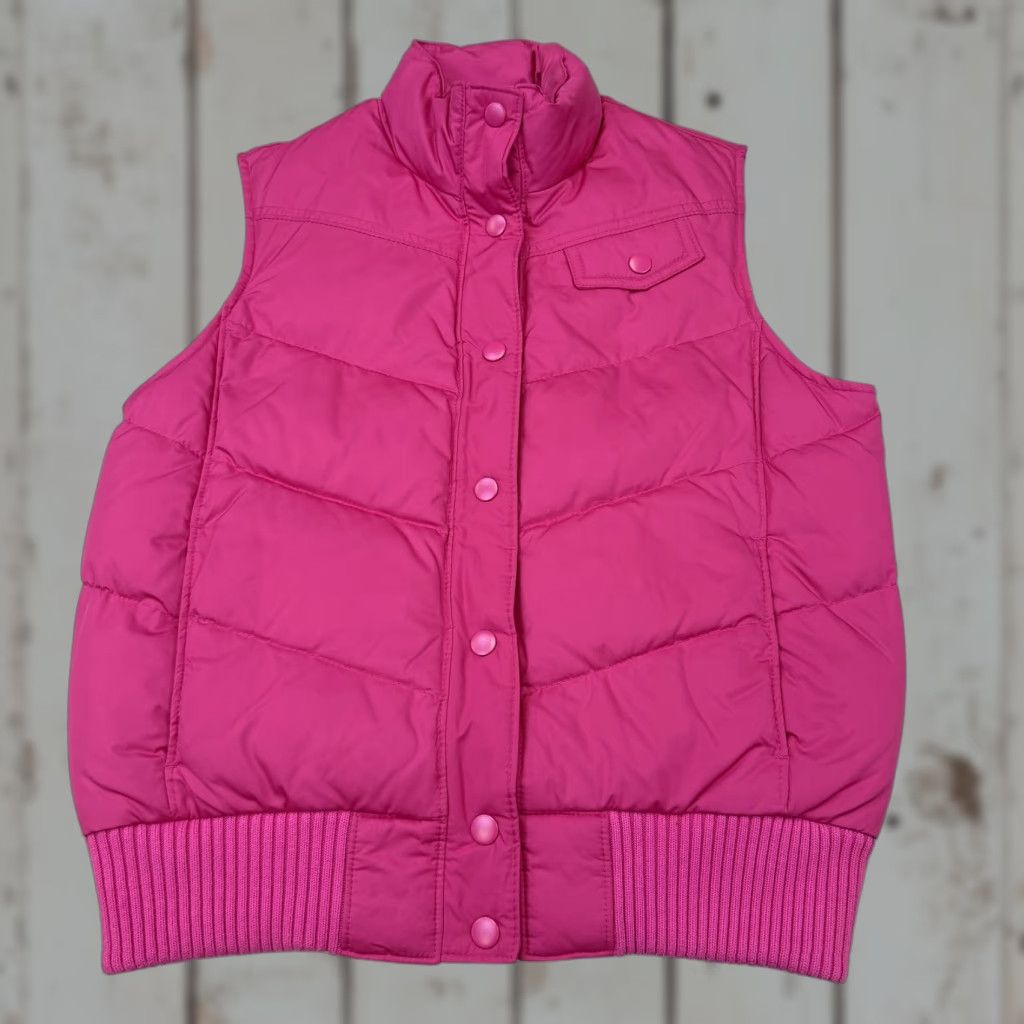 Gap Gap Vest Womens Small Pink Quilted Down Puffer Snap Front Rib Knit Hem Collar Size S / US 4 / IT 40 - 1 Thumbnail