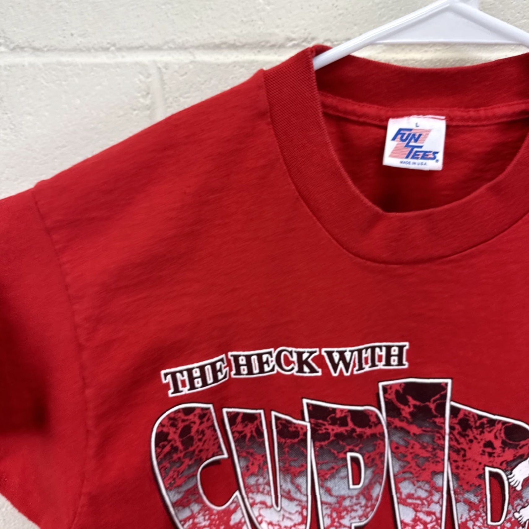 CHOCOOLATE VINTAGE Cupid Where's the Chocolate T-Shirt Large Red Graphic Unisex Adults Short Sleeve Crew Neck 90s Valentine's Day Made in USA Size US L / EU 52-54 / 3 - 5 Thumbnail