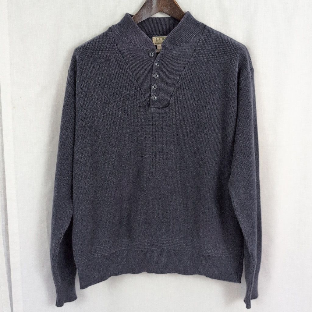 Vintage LL Bean Fisherman's Cowl Henley Sweater Large