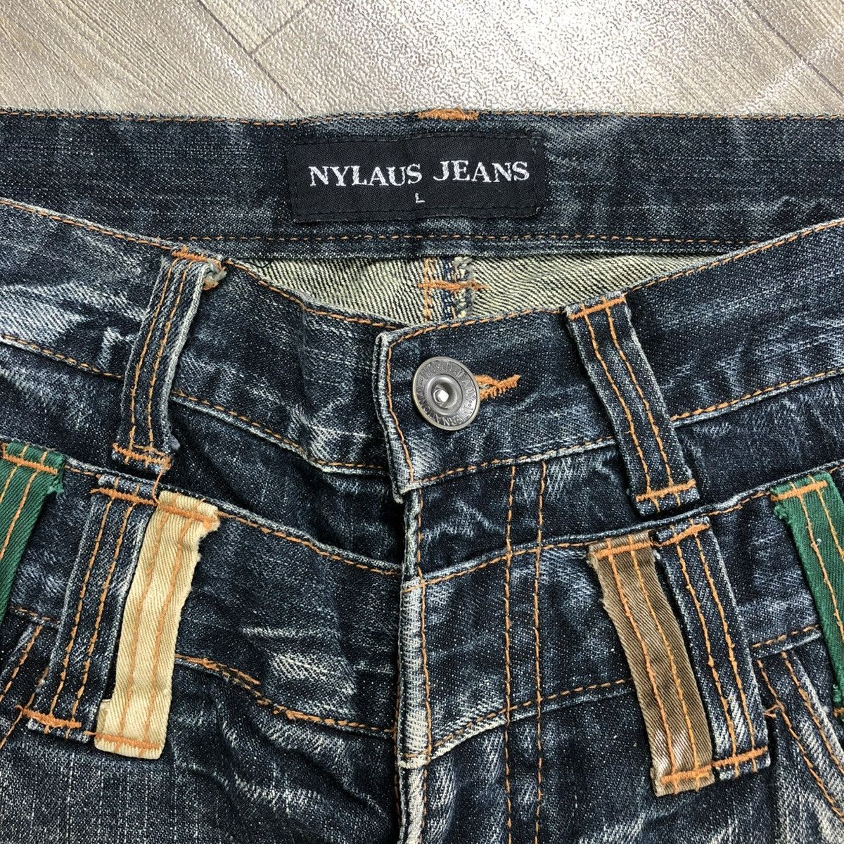 Japanese Brand 2000s Nylaus Double Waist Distressed Faded Baggy Jeans Size US 32 / EU 48 - 7 Thumbnail