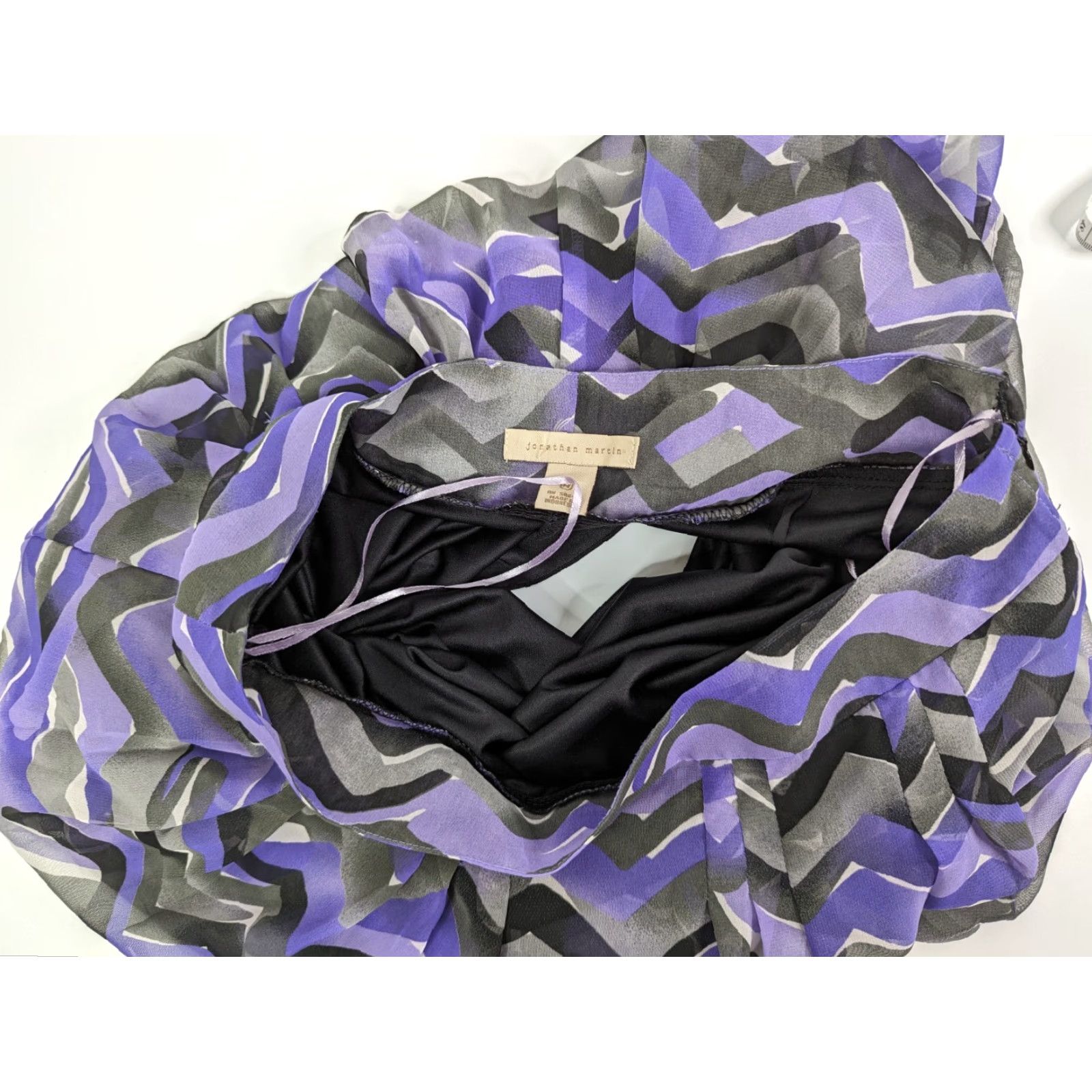 Vintage Jonathan Martin Skirt Casual Women A-Line Midi Purple Zig Zag Stripe Lined Size Medium Polyester 100% Machine Washable Summer Size 32" / US 10 / IT 46 - 7 Thumbnail