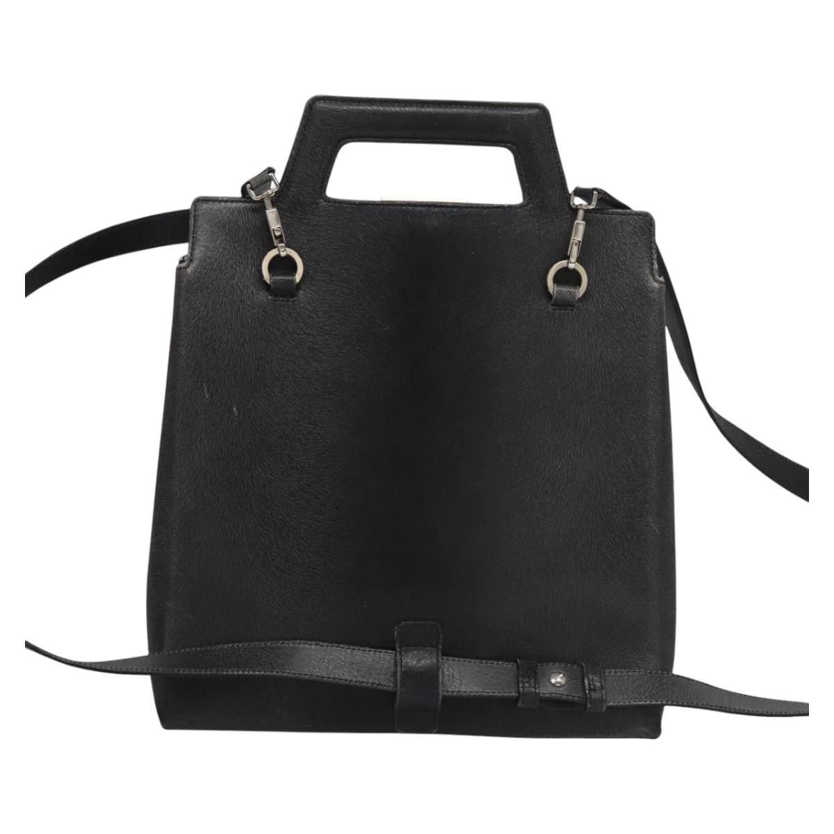 Salvatore Ferragamo Salvatore Ferragamo Gancini Hand Bag Leather Black Silver Size ONE SIZE - 3 Thumbnail