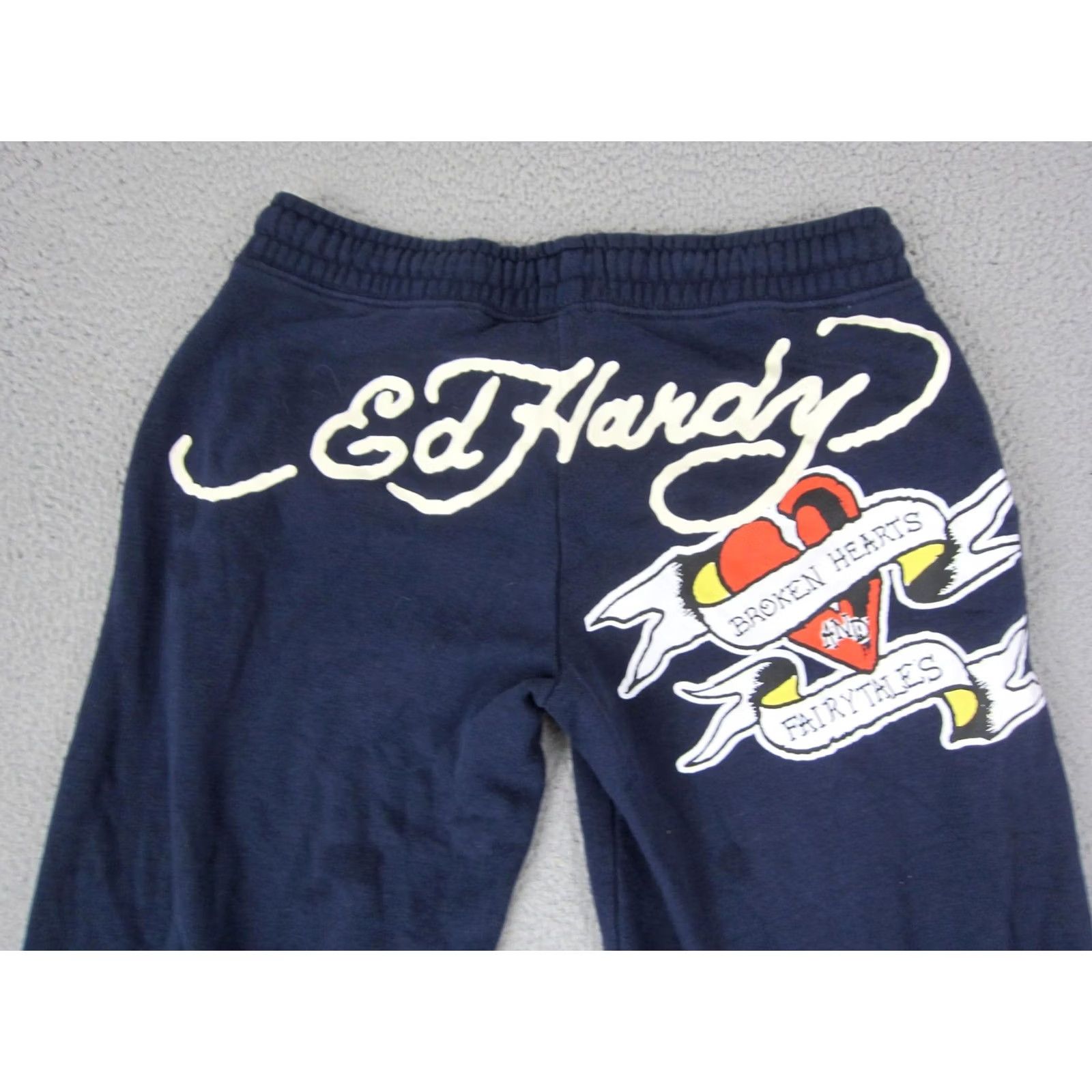 Abercrombie & Fitch Ed Hardy Pants Sweatpants Mens Medium Blue Wide Leg Fleece Broken Hearts Y2K Size 32" / US 10 / IT 46 - 2 Thumbnail
