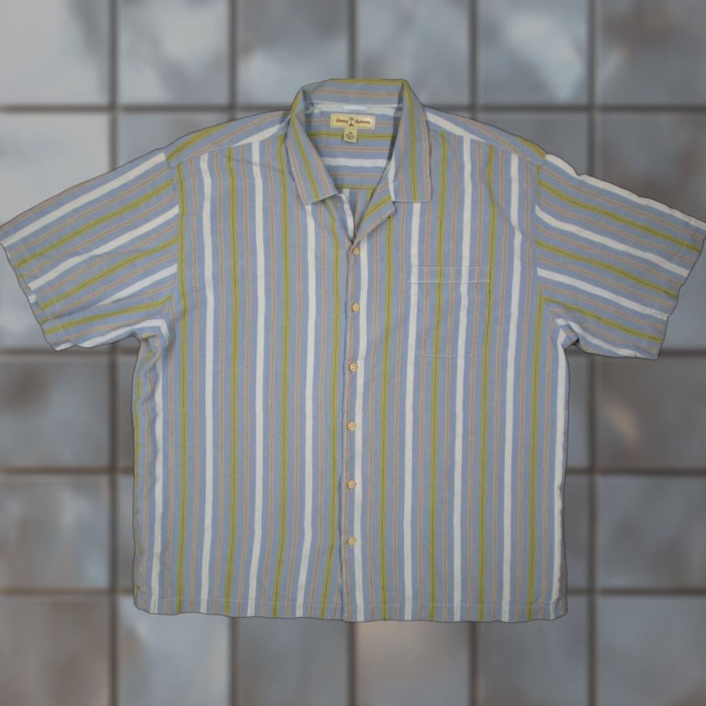 Tommy Bahama Tommy Bahama Shirt Mens 2XL Silk Striped Blue Button Up Hawaiian Loop Collar Size US XXL / EU 58 / 5 - 1 Thumbnail