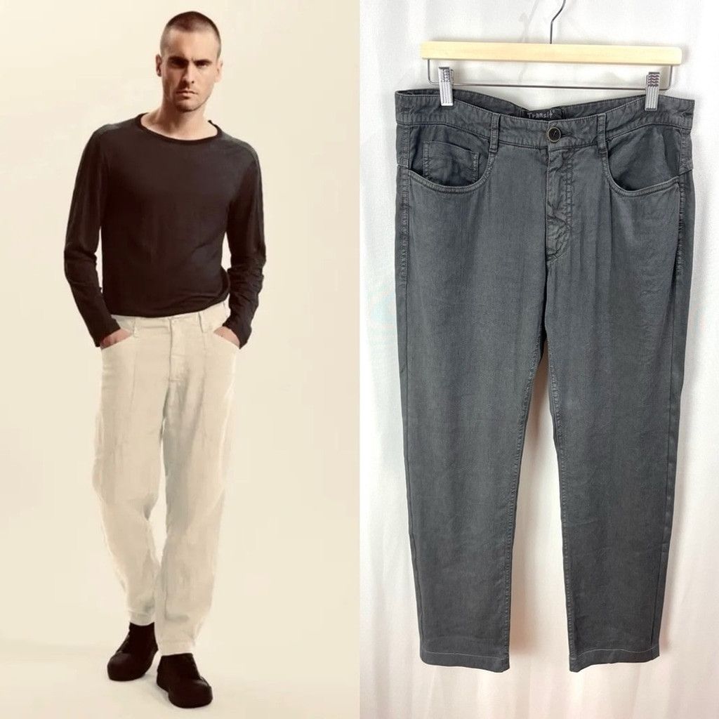 Transit Uomo Transit UOMO Dark Grey Italian Linen Jean Size M ( US 34) Size US 33 - 1 Thumbnail