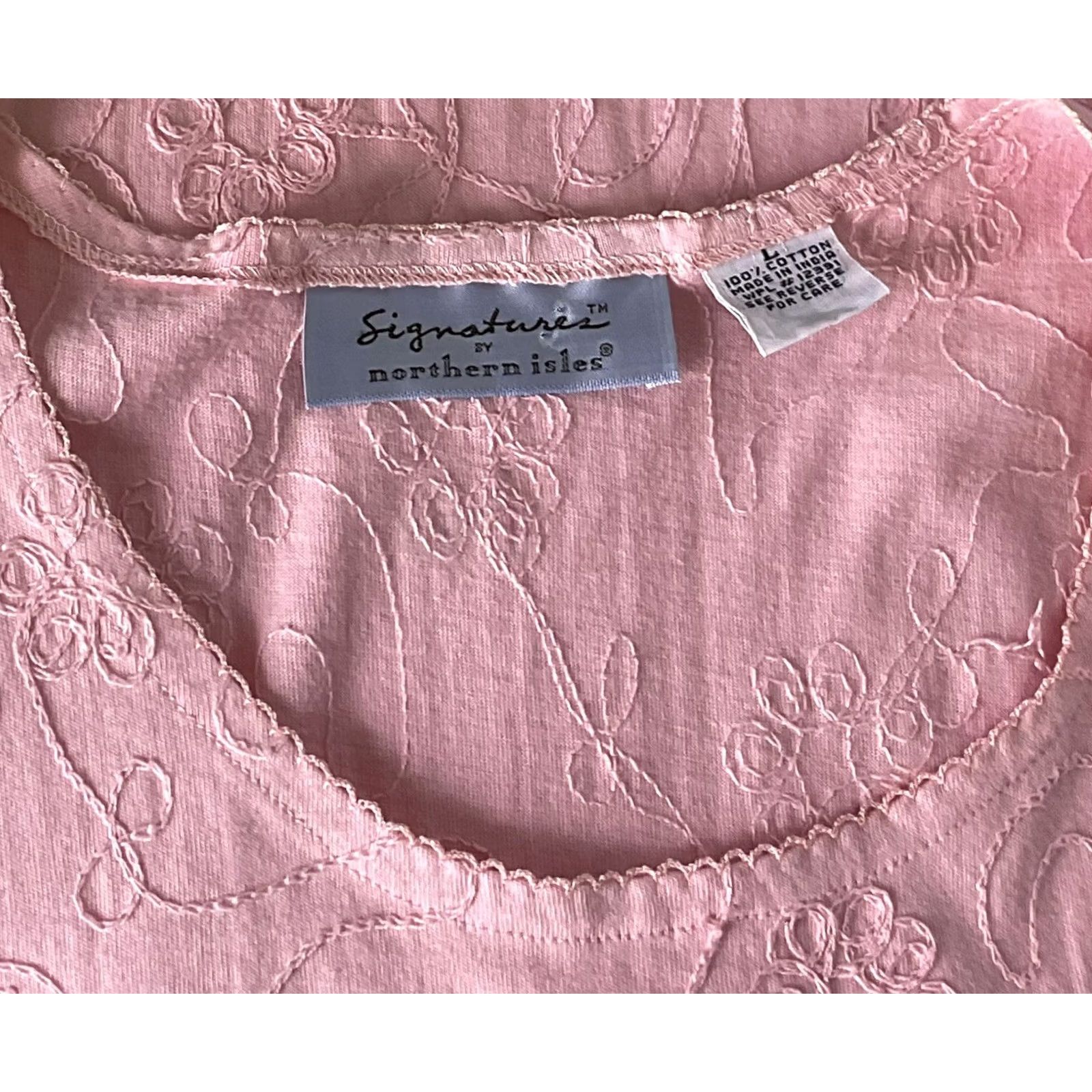 Pinko VINTAGE Northern Isles Tank Shirt Womens L Pink Floral Embroidered Sleeveless Scoop Neck 90s Fairy Size L / US 10 / IT 46 - 4 Thumbnail