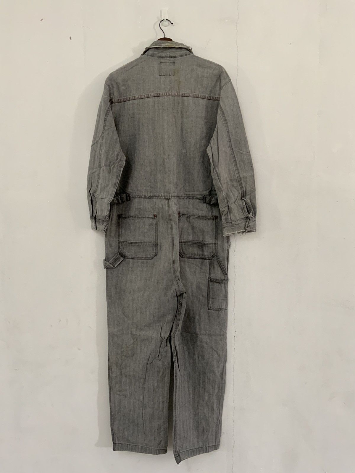 Japanese Brand Evenriver Fade Distressed Denim Coveralls Size US 40 / EU 56 - 2 Thumbnail