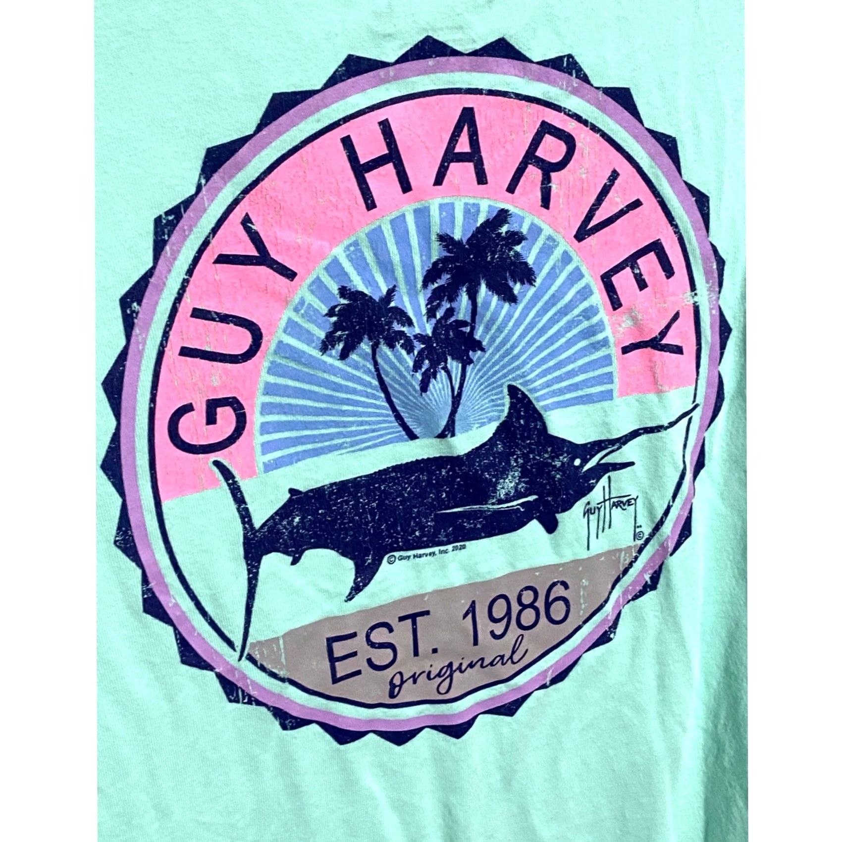 Guy Harvey VINTAGE Guy Harvey Shirt Mens XL Long Sleeve Teal Pink Marlin Beach Fishing Boating Resort Cruise Outdoor Nature Golf? Size US XL / EU 56 / 4 - 3 Thumbnail