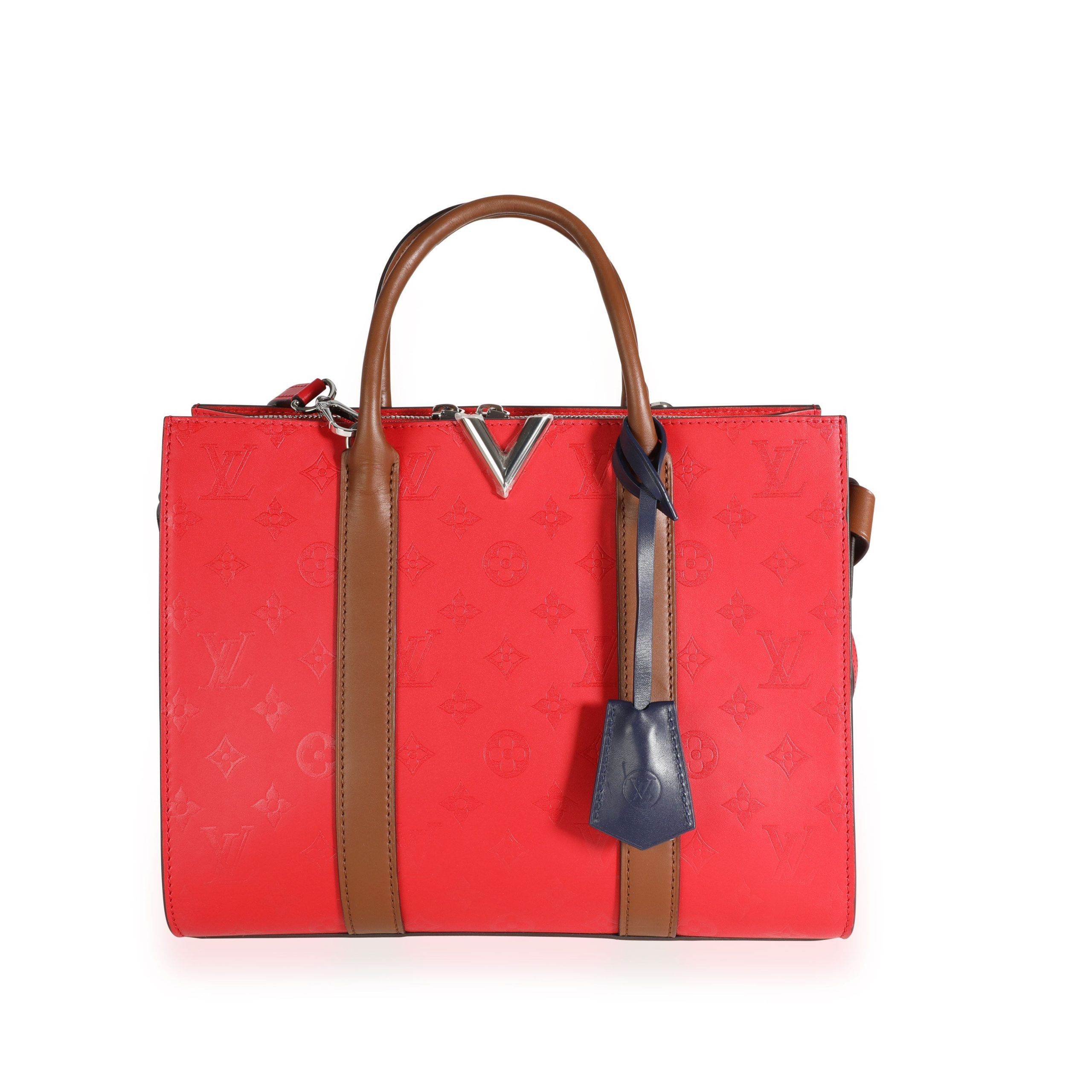 image of Louis Vuitton Rubis Embossed Monogram Leather Very Tote Mm in Red, Women's
